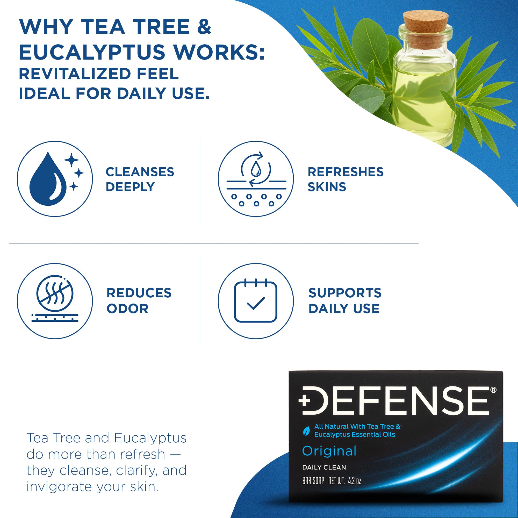 Defense Soap tea tree bar closeup texture highlights gentle cleansing