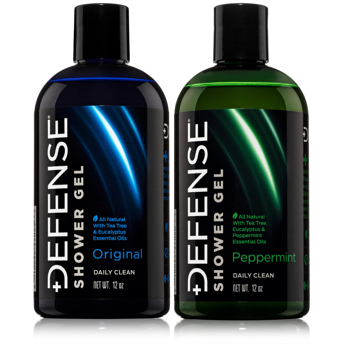 Defense Soap Tea Tree Body Wash bottles front display dual-pack for athletes, odor control.