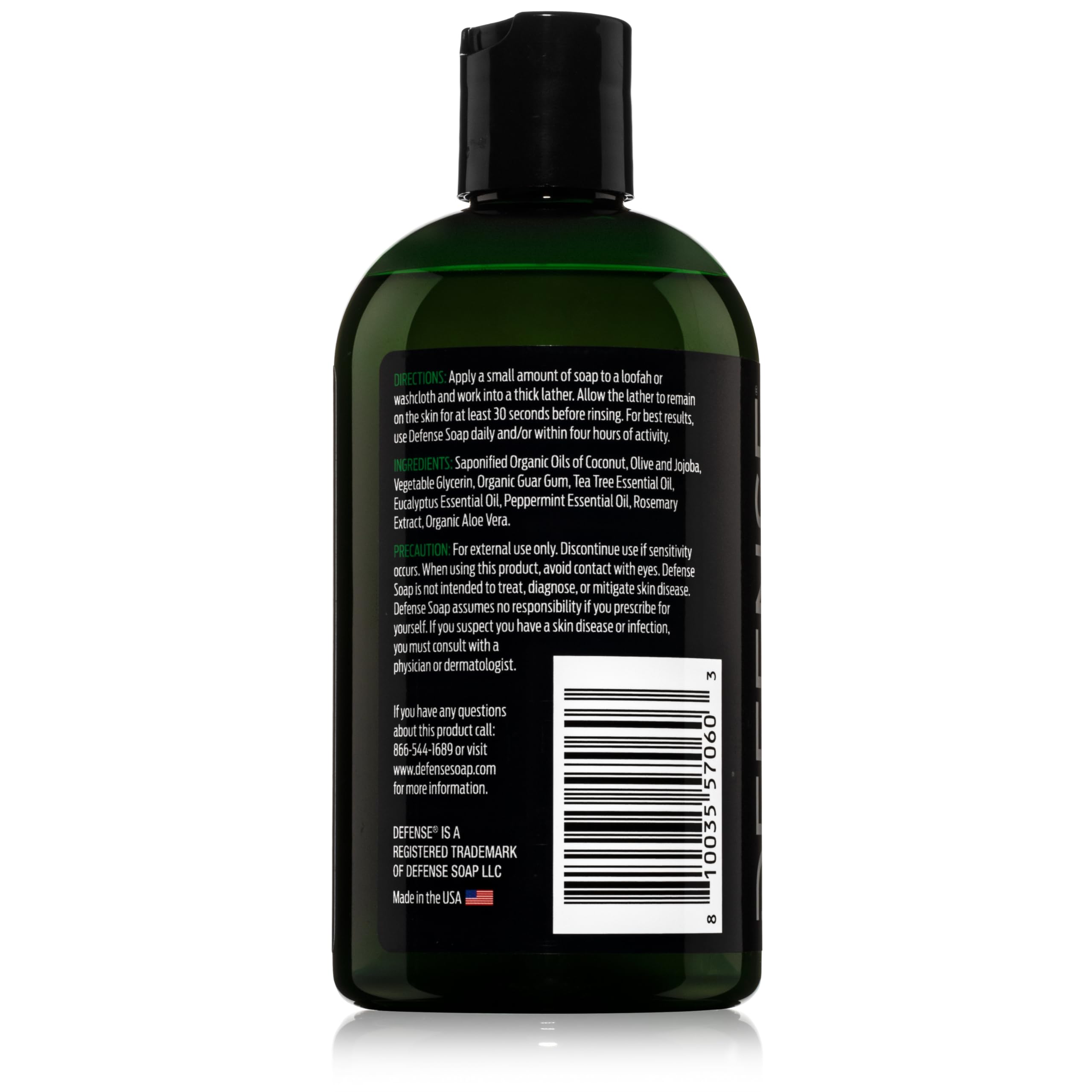 Defense Soap Tea Tree Body Wash mint drop visual evokes cooling after workout refreshment.