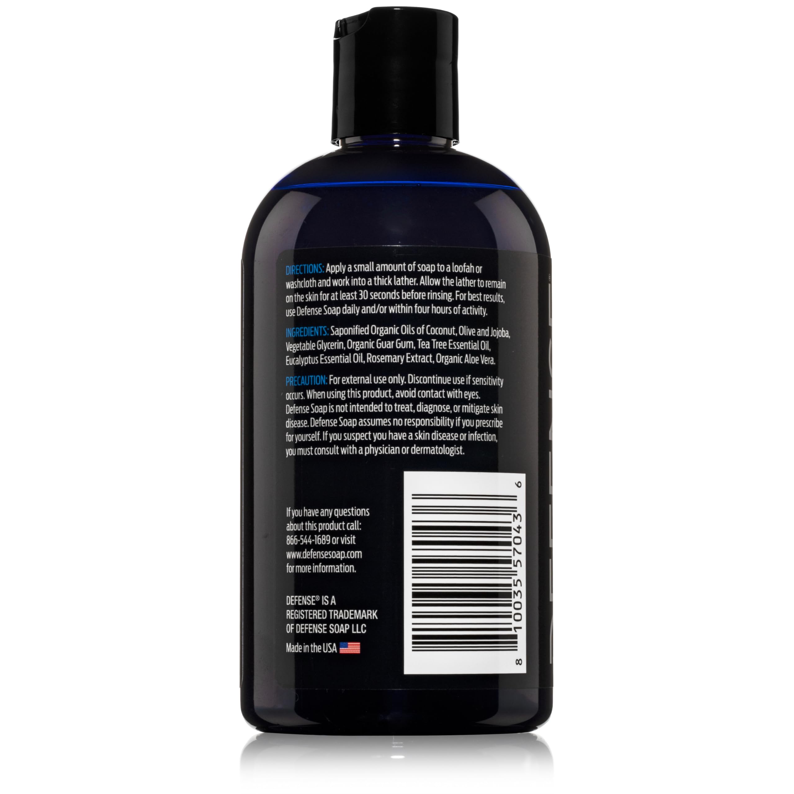 Defense Soap Tea Tree Body Wash tea tree oil drop icon suggests refreshing cleansing.