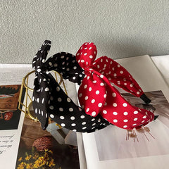 Deghew retro bow headband styled with a vintage dress
