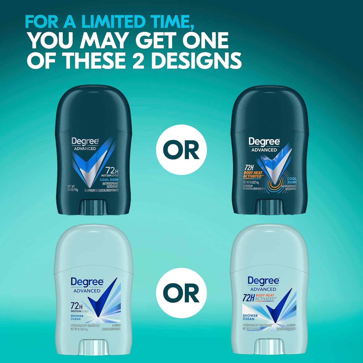 Degree active lifestyle freshness for on-the-go routines.