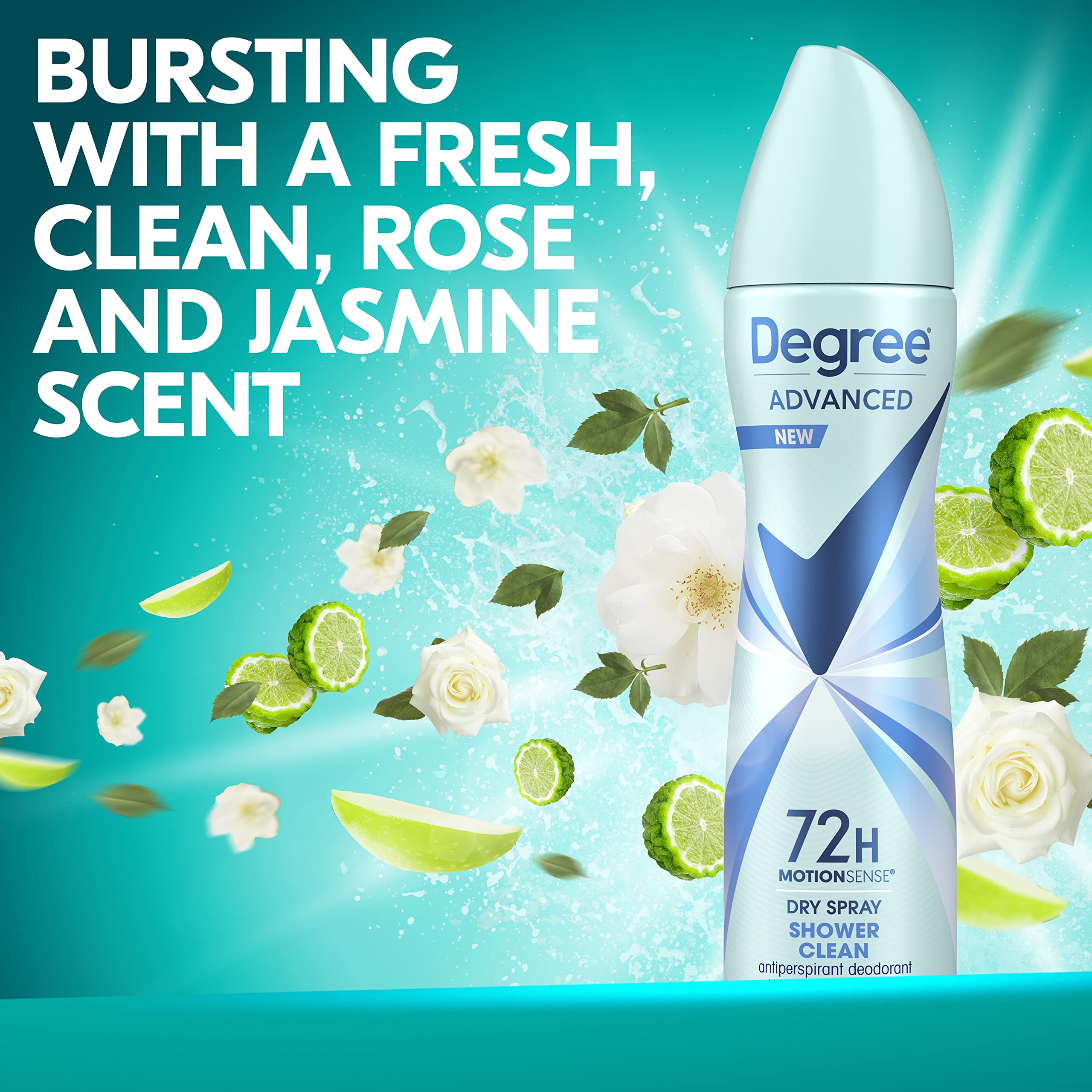 Degree Advanced Shower Clean bottle with easy-to-use spray head in daily routine.