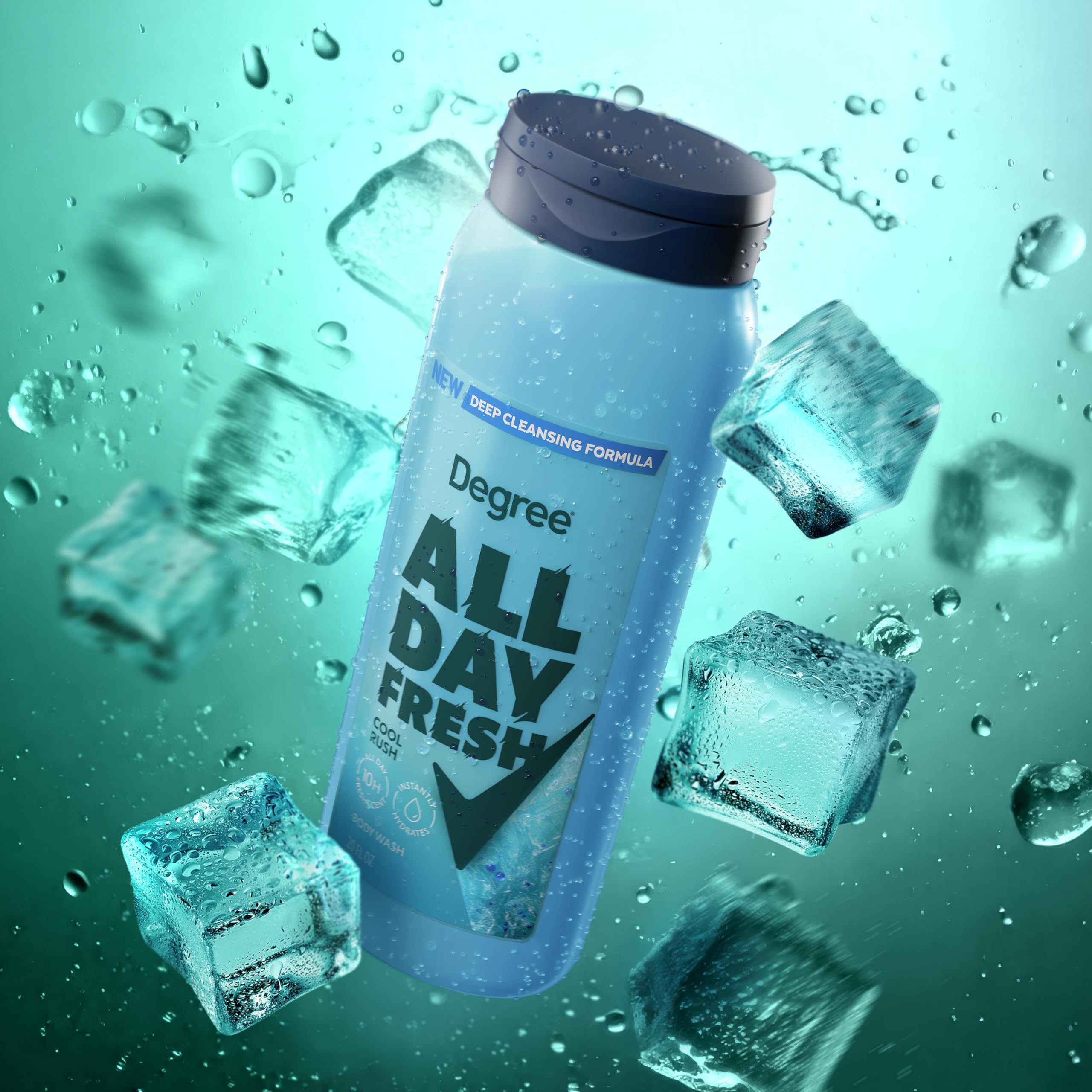 Degree All Day Fresh Cool Rush in bathroom scene signals daily ritual