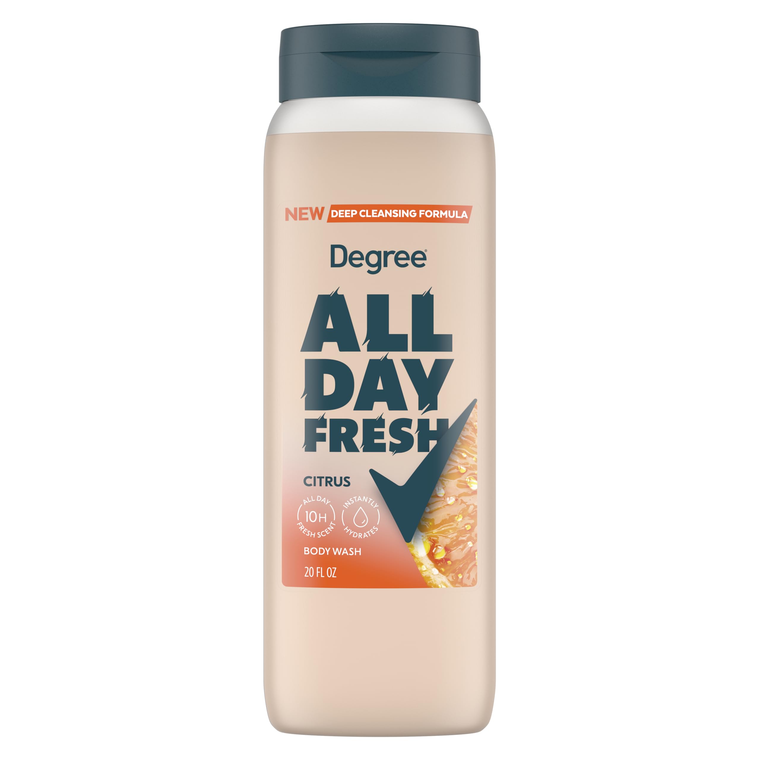 Degree All Day Fresh citrus scented bottle promotes long-lasting freshness