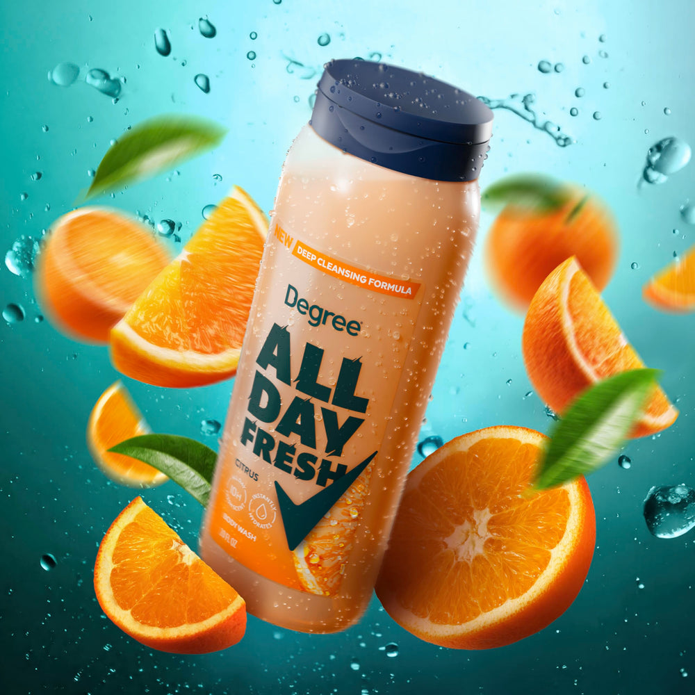 Swatch of Degree All Day Fresh citrus fragrance and energy-boosting aroma