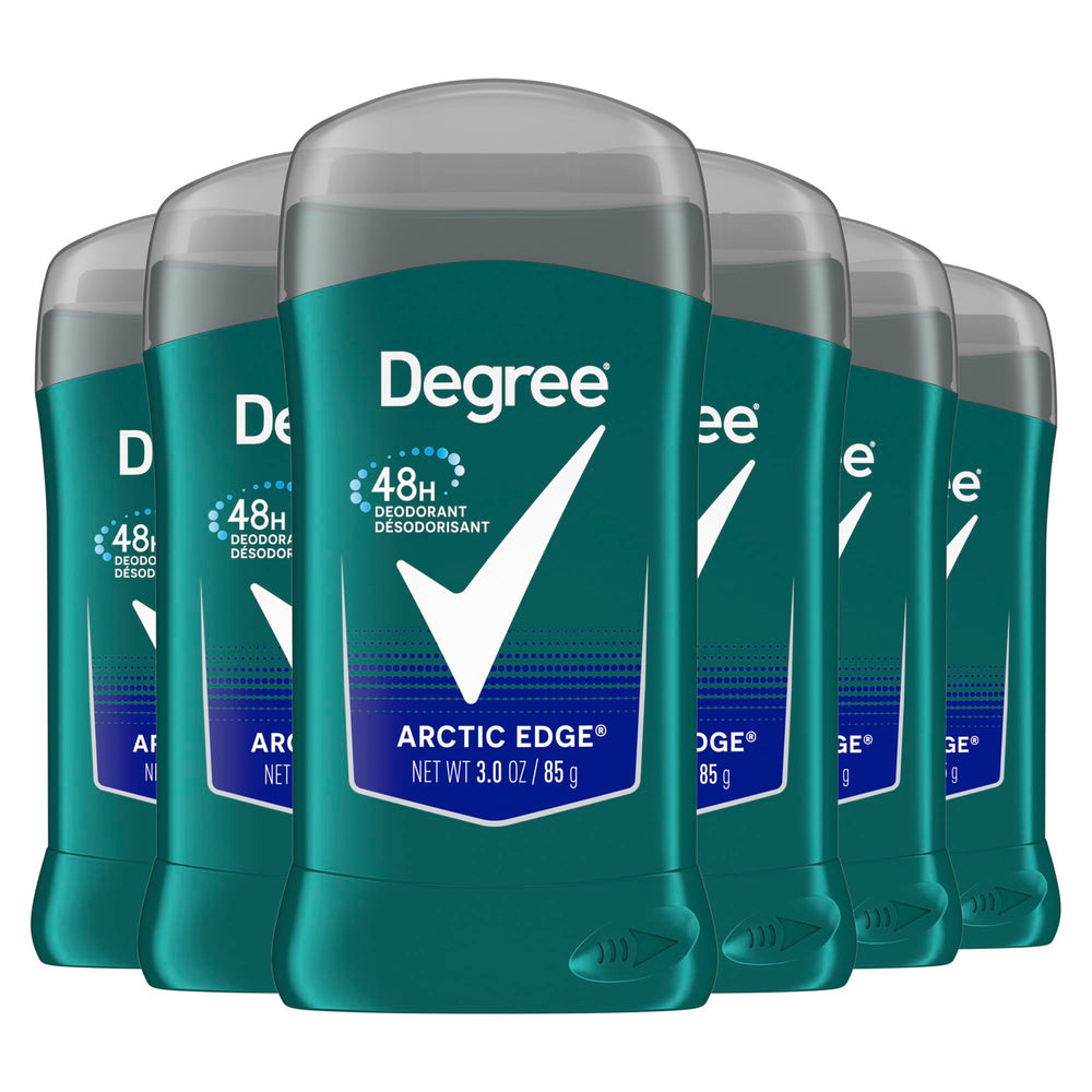 Degree Men Arctic Edge deodorant stick main image shows 48-hour protection for active days.