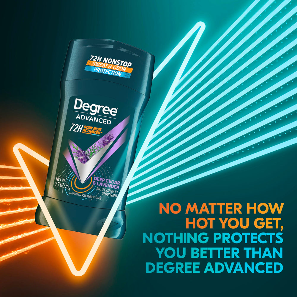Degree Body Heat Activated technology graphic illustrates move-responsive protection.