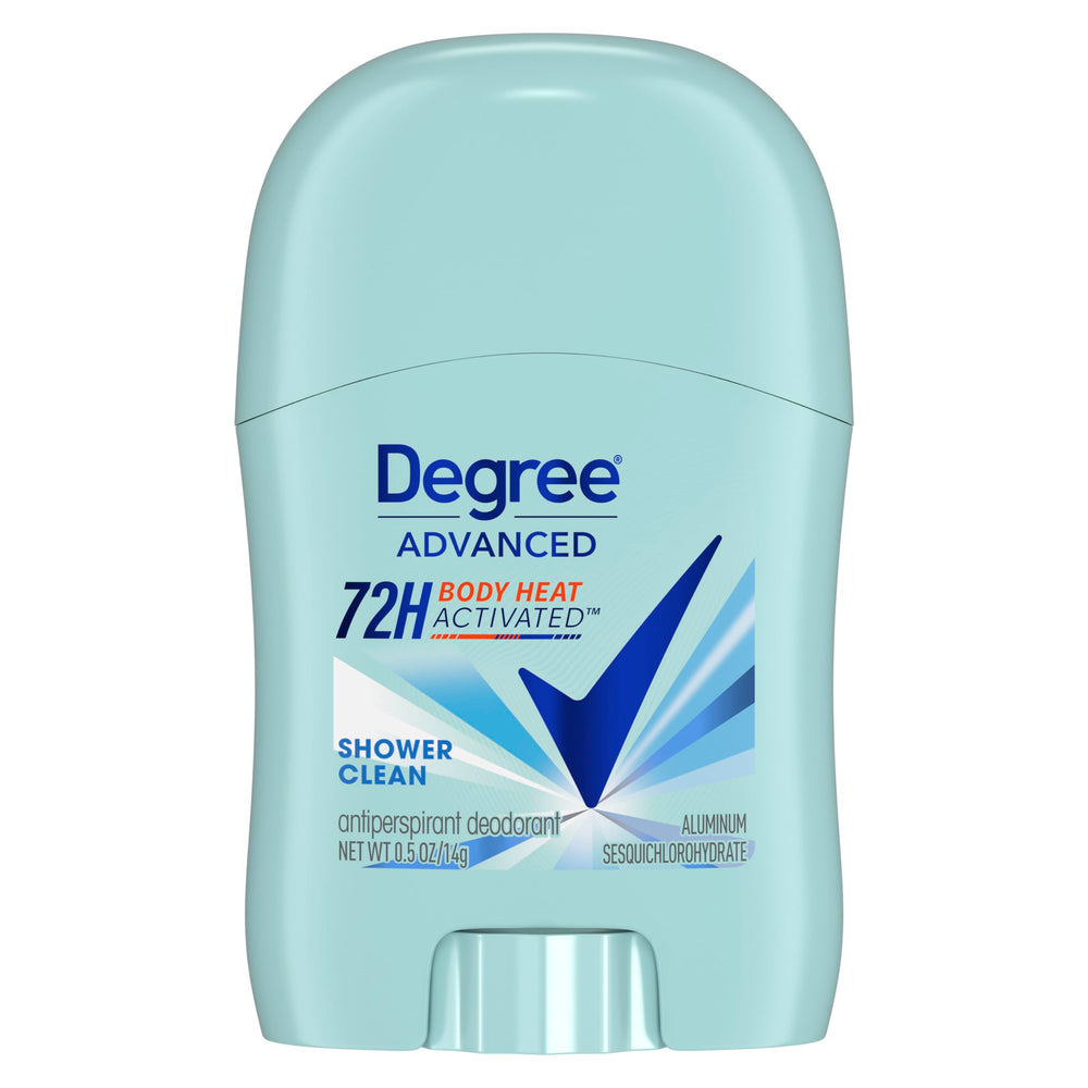 Degree antitranspirante, botella de 0,5 oz con aroma floral fresco para uso diario.