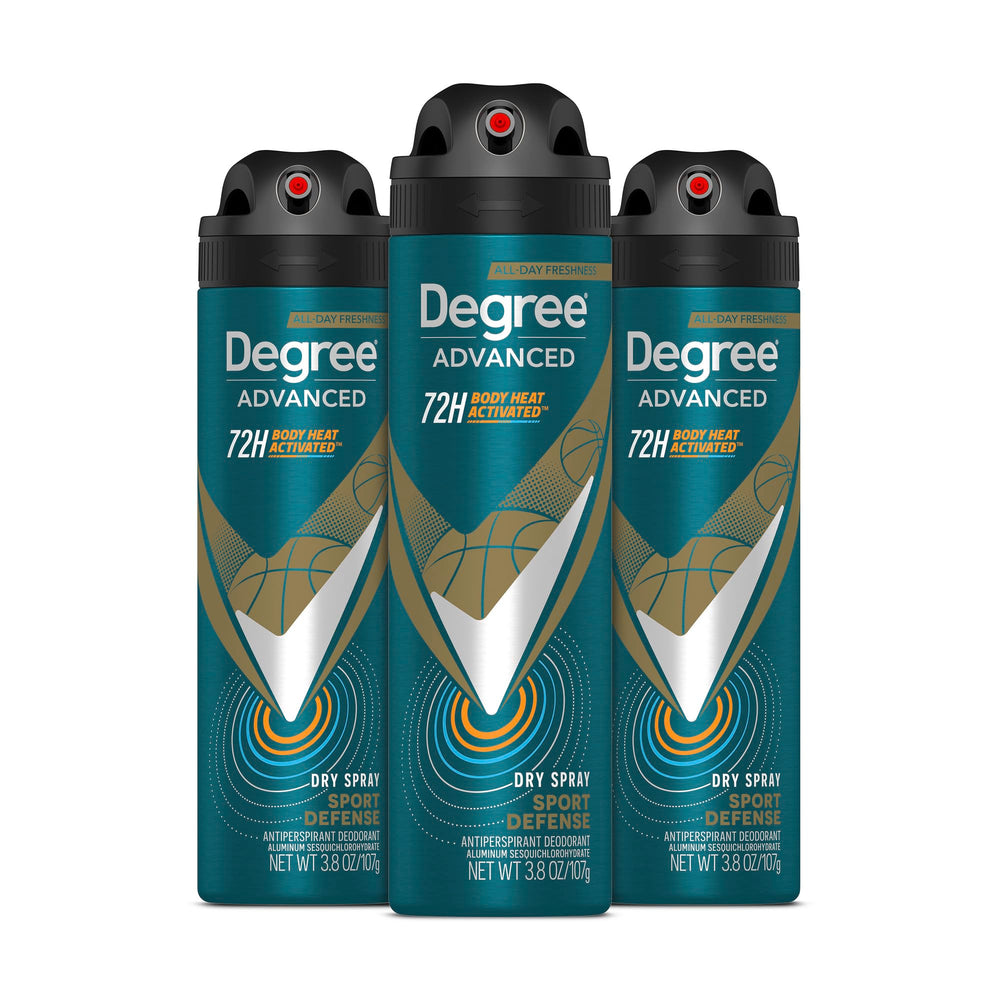 Degree desodorante antitranspirante para hombres, spray seco, protección instantánea.