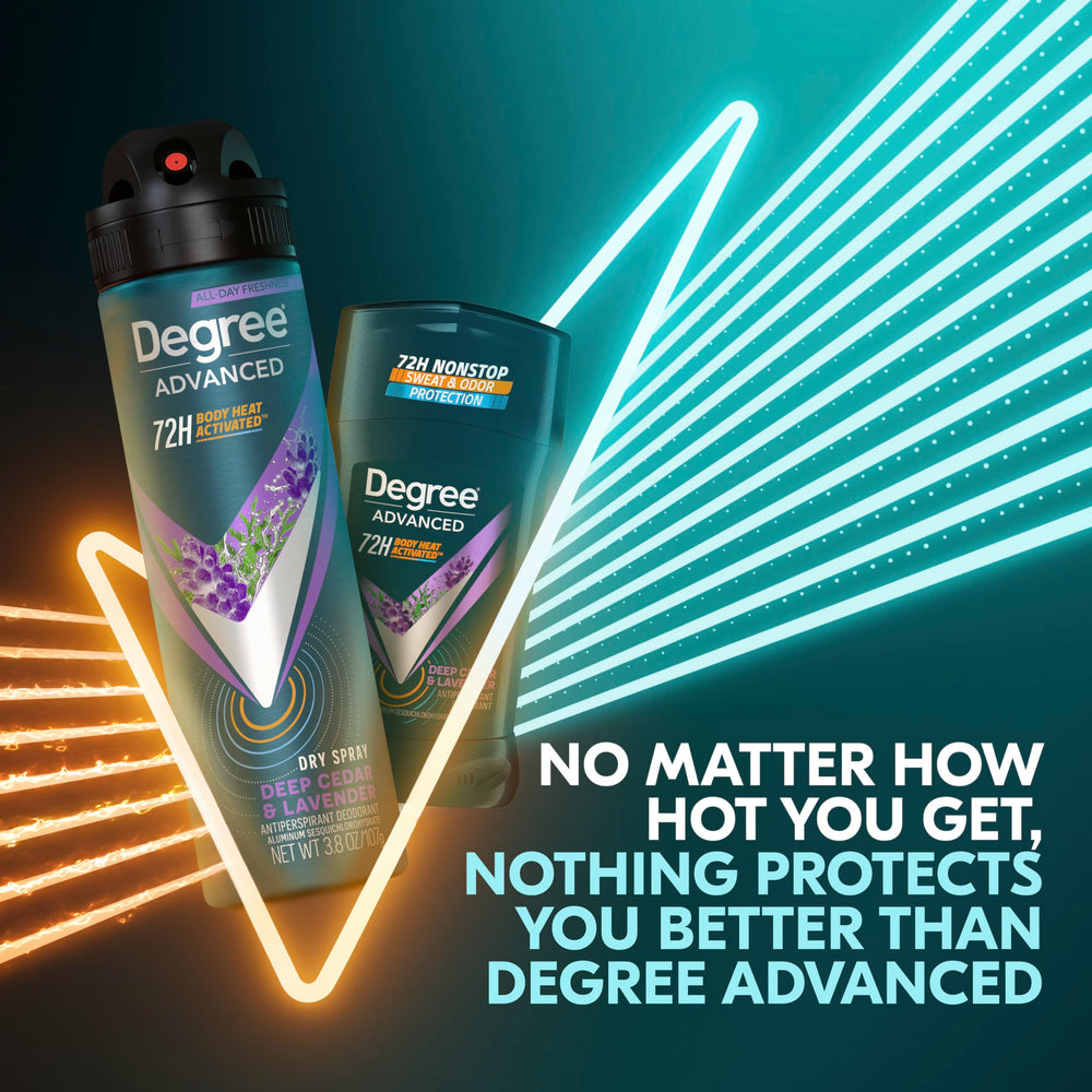 Aplicación instantánea y seca: Degree Hombre spray antitranspirante.