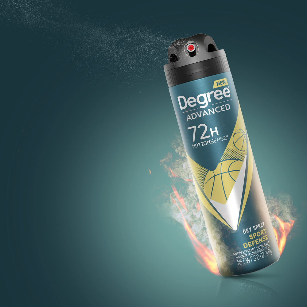 Degree desodorante en spray de 3.8 oz ideal para rutinas deportivas.