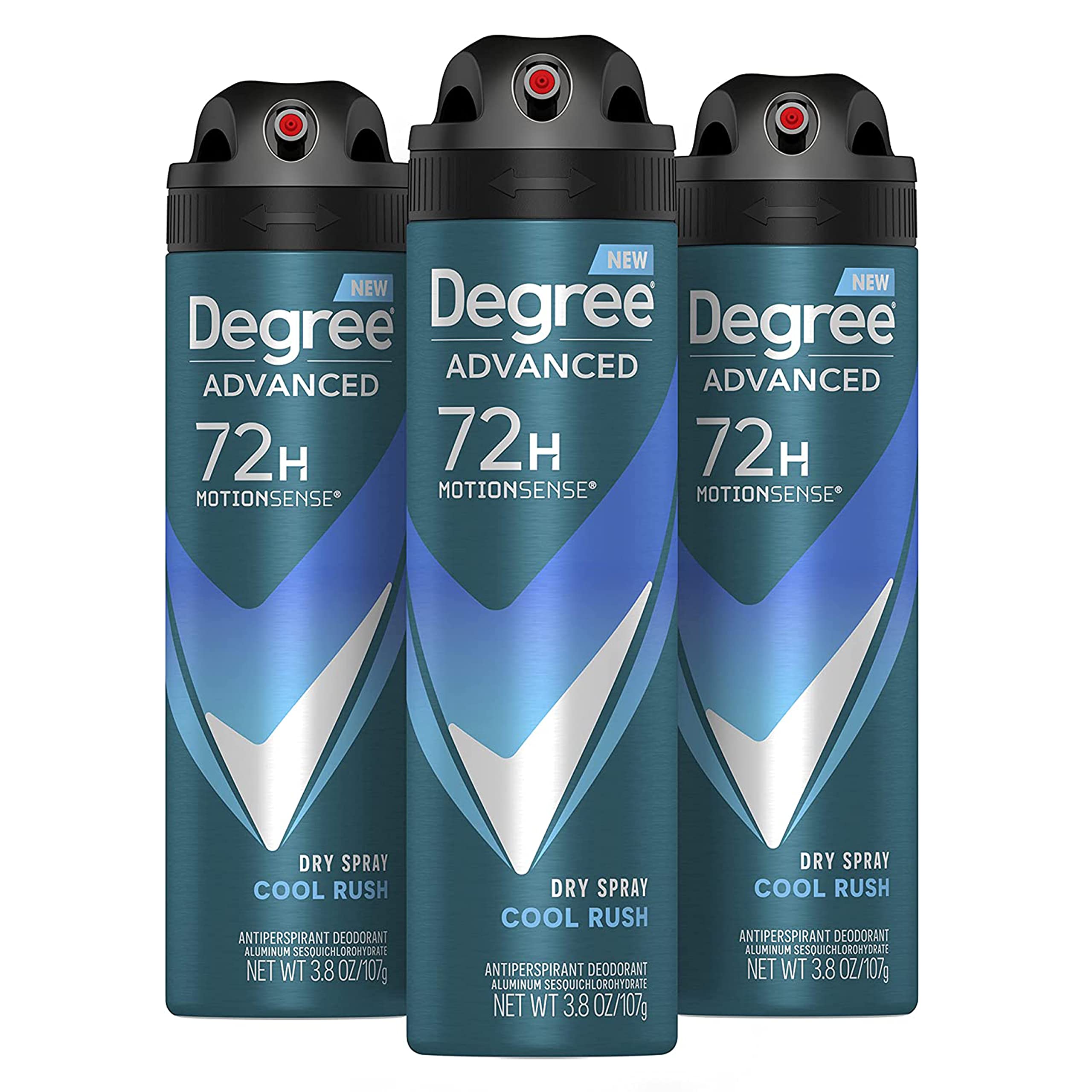 Degree Men Cool Rush: botella en spray para sensación fresca y seca.