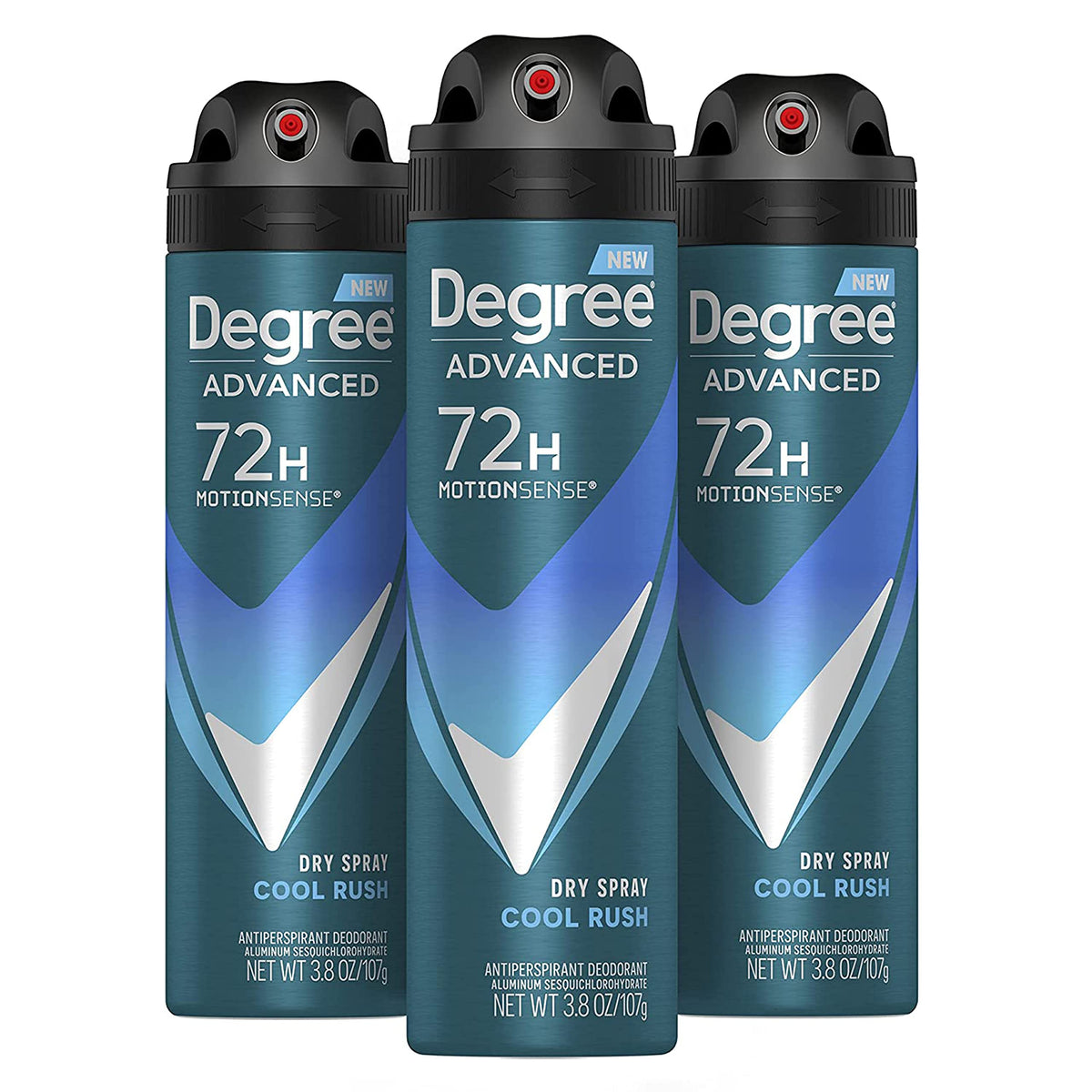 Degree Men Cool Rush: botella en spray para sensación fresca y seca.