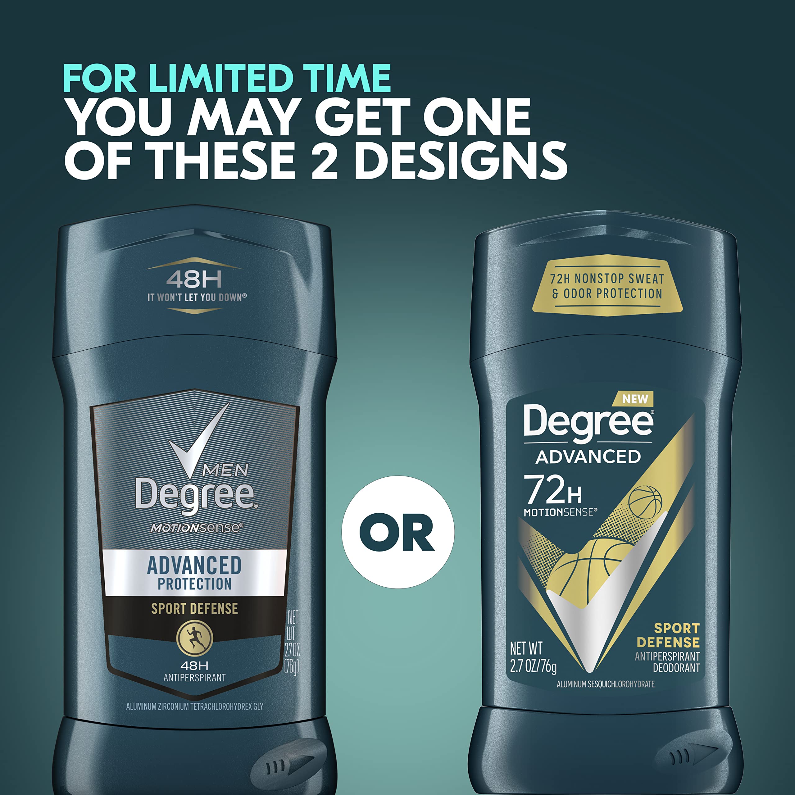 Degree Men Advanced Sport Defense packaging box showcases easy-to-store antiperspirant option