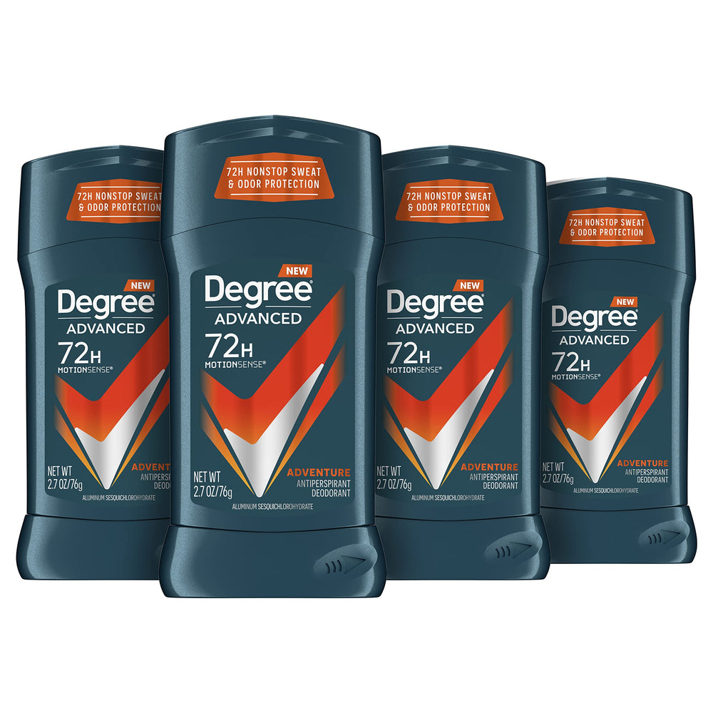 Desodorante Degree Men Adventure en barra, protección de 72 horas para jornadas largas.