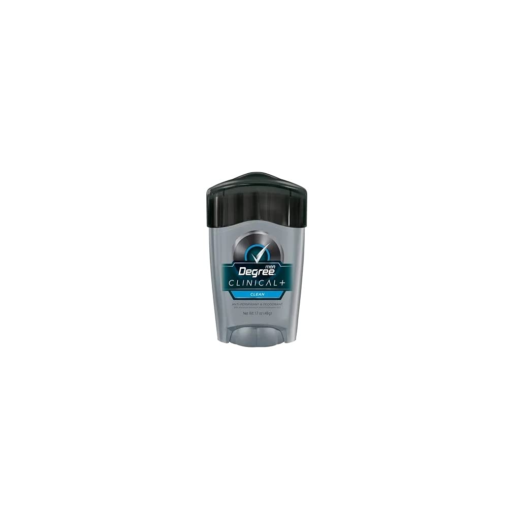 Degree Men Clean Clinical antiperspirant bottle with long-lasting protection and fresh fragrance.