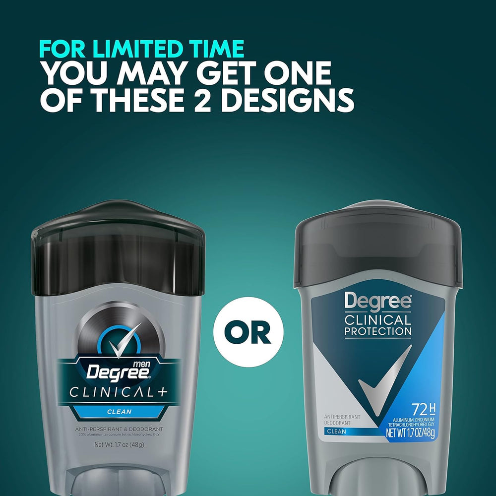 Degree Men Clean Clinical antiperspirant 72hour coverage concept graphic