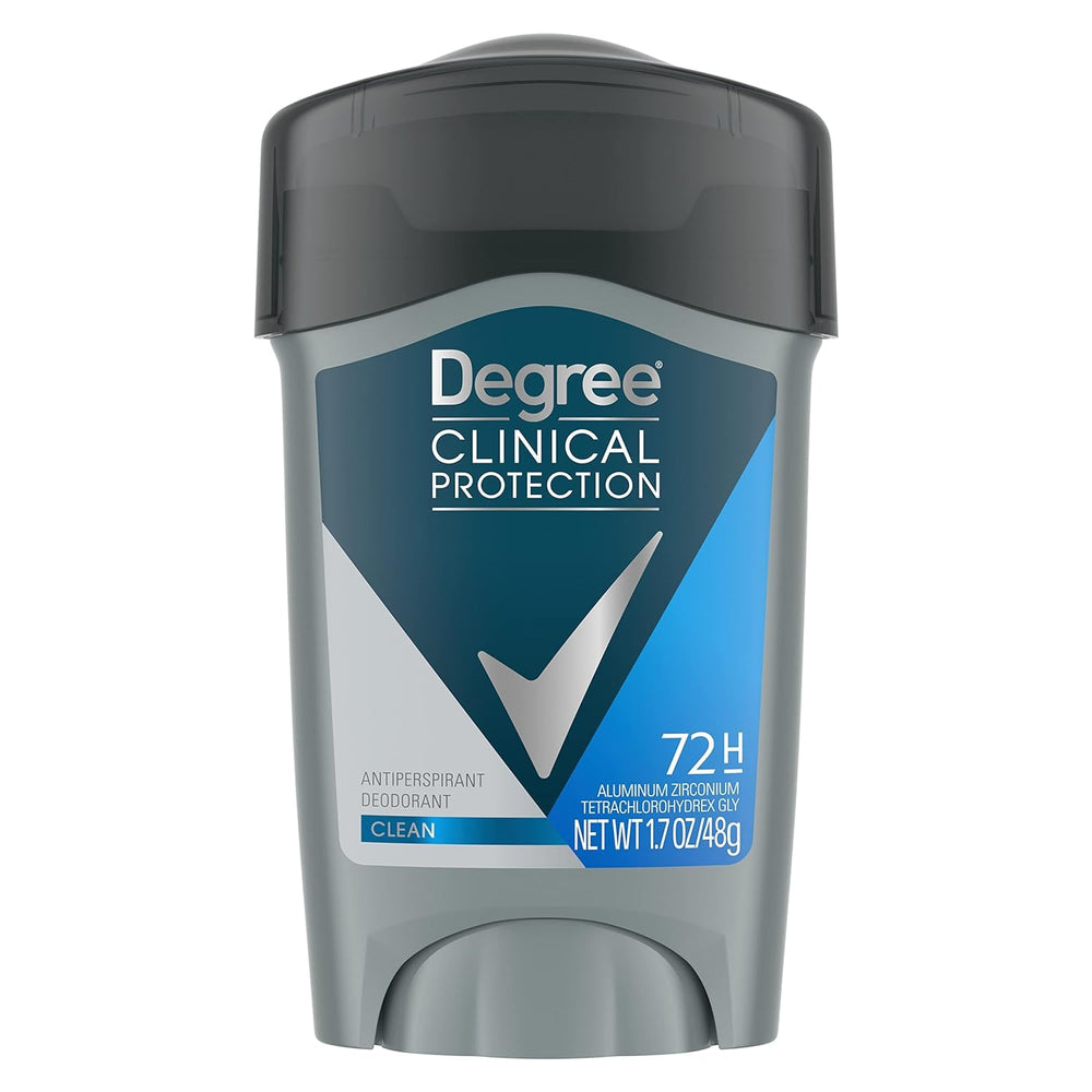 Degree Men Clean Clinical antiperspirant stick front view for odor and sweat protection
