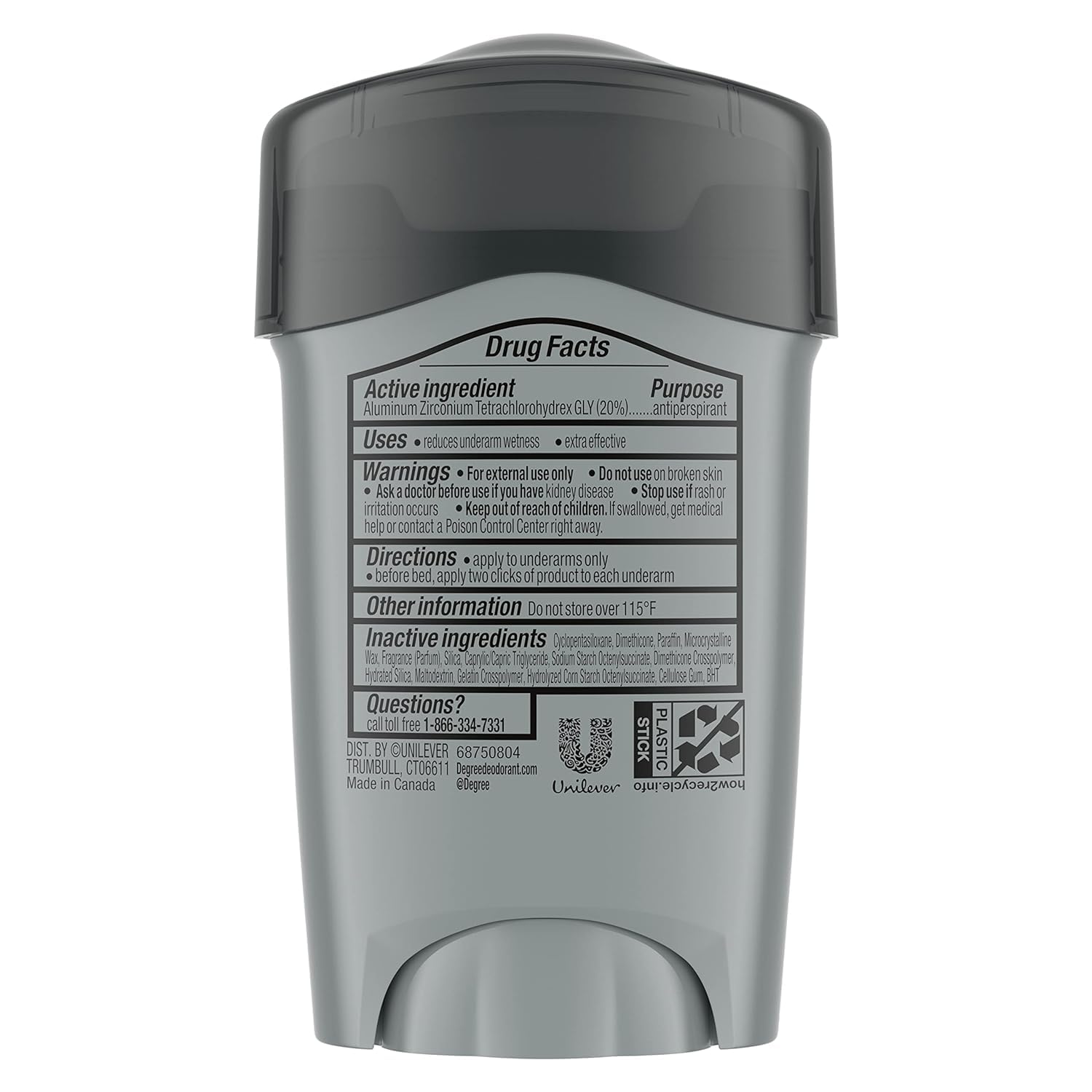Degree Men Clean Clinical antiperspirant label close-up highlighting freshness