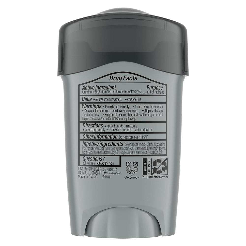 Degree Men Clean Clinical antiperspirant label close-up highlighting freshness