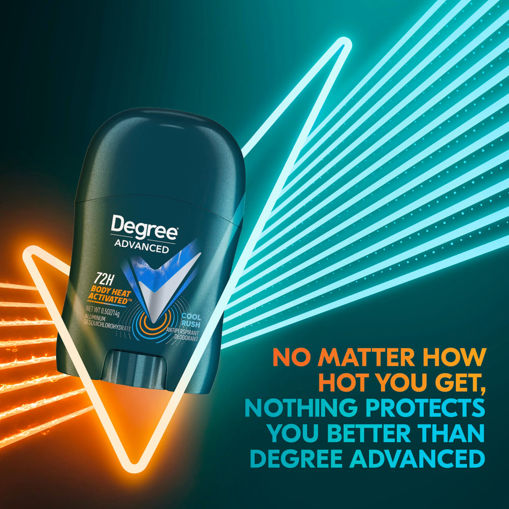 Degree Men Cool Rush pack display emphasizing bulk value and consistent protection