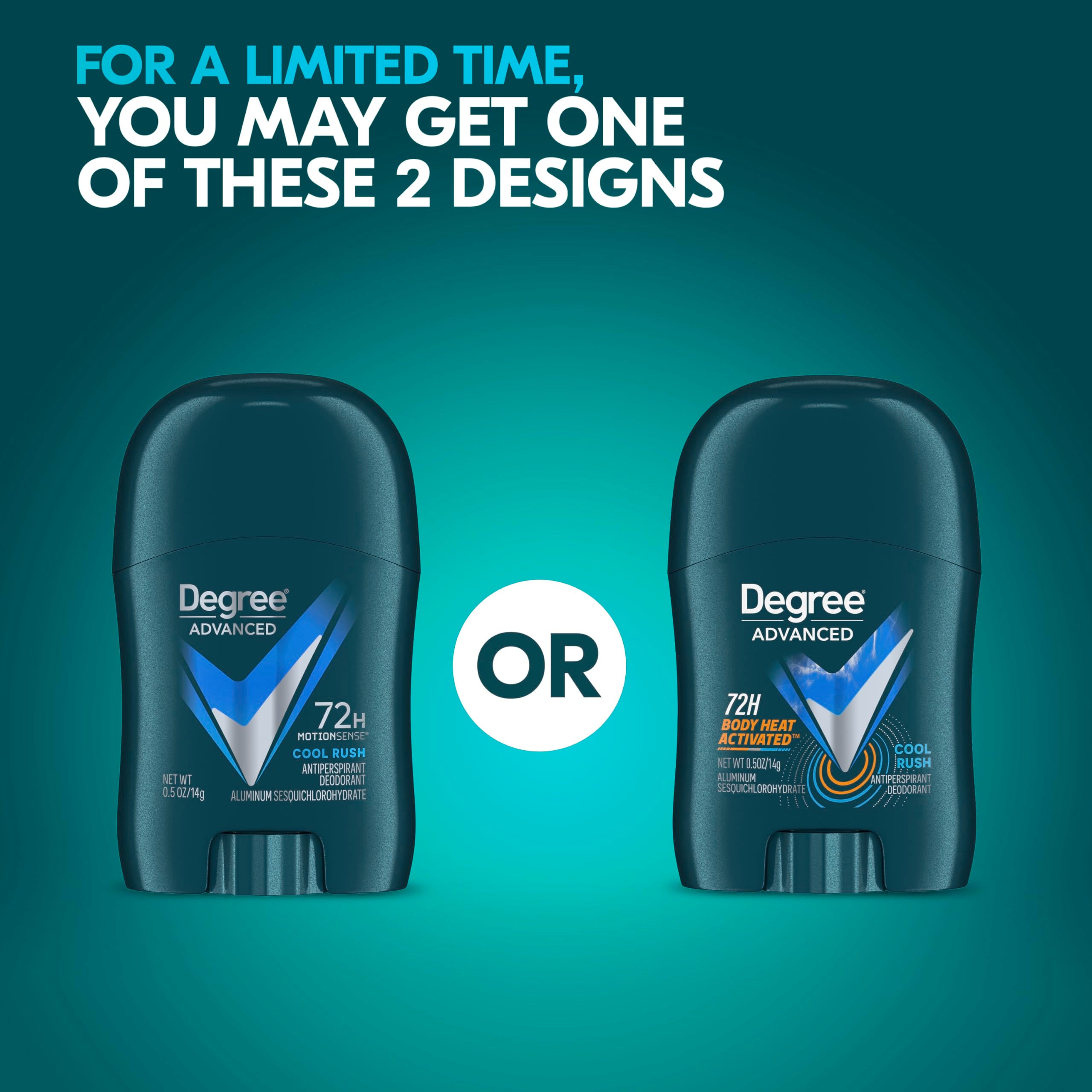 Degree Men Cool Rush side view of packaging for on-the-go use