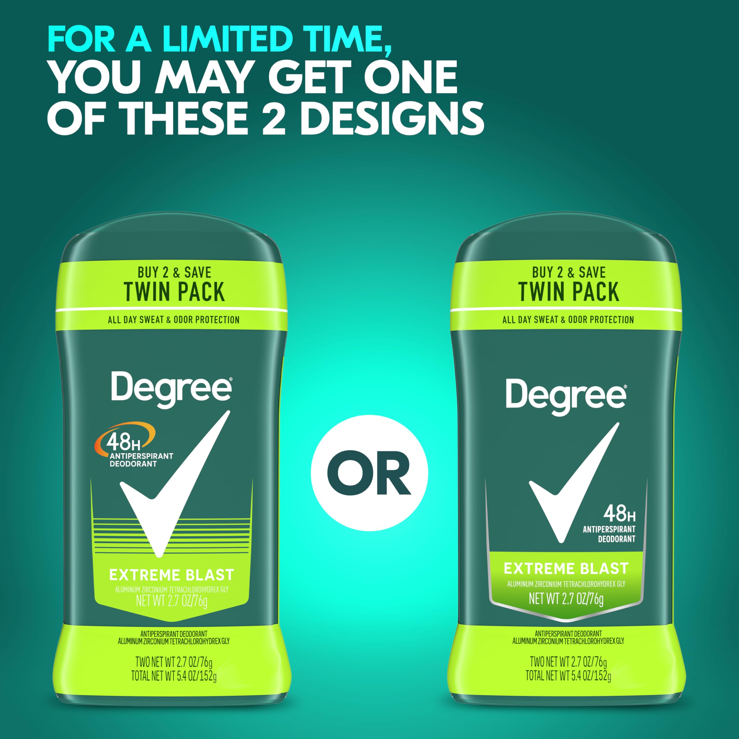 Degree Men Extreme Blast graphic emphasizes fresh citrus scent for all-day confidence
