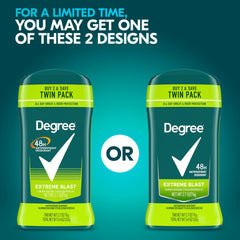 Degree Men Extreme Blast graphic emphasizes fresh citrus scent for all-day confidence