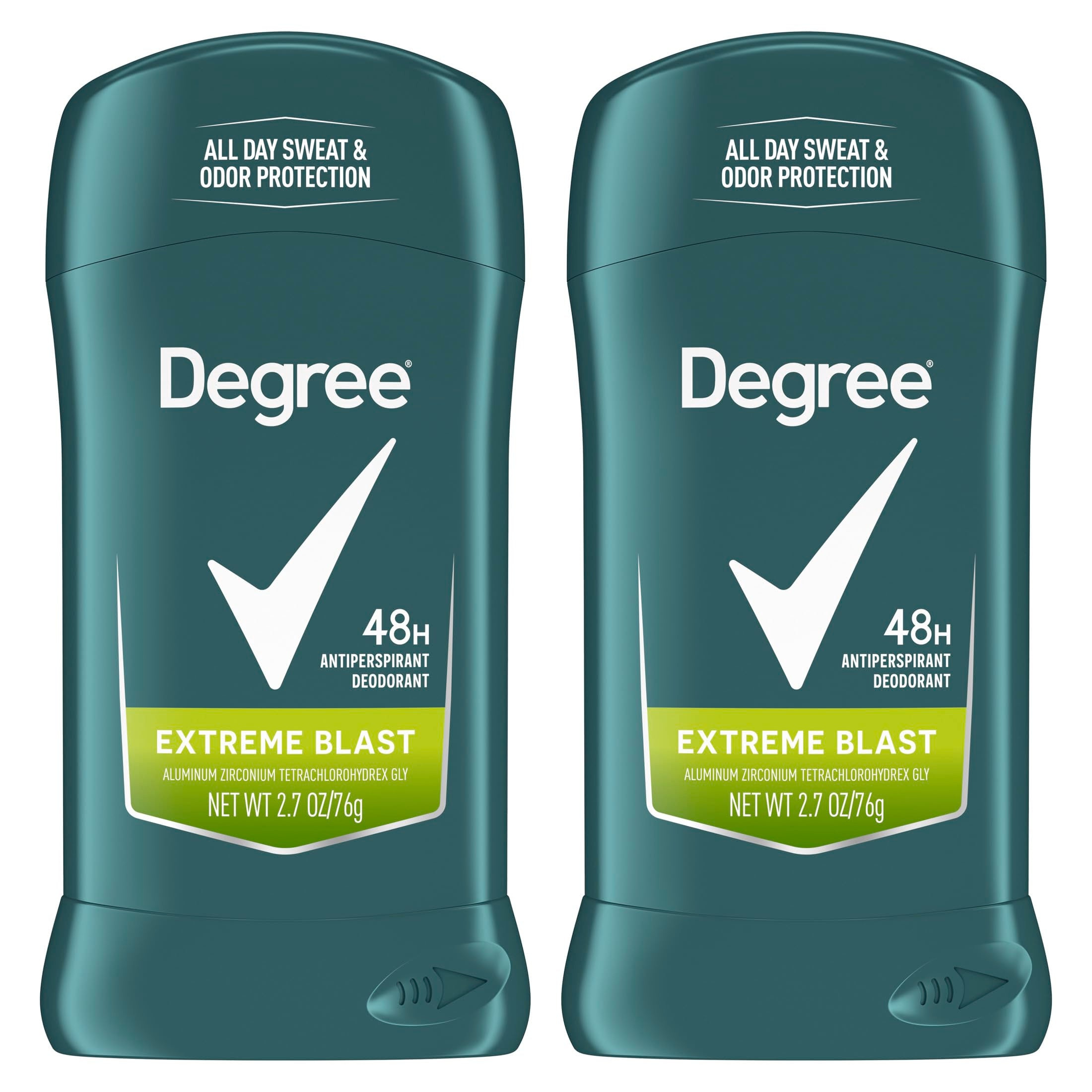 Degree Men Extreme Blast packaging shows the twin-pack design for long-lasting protection