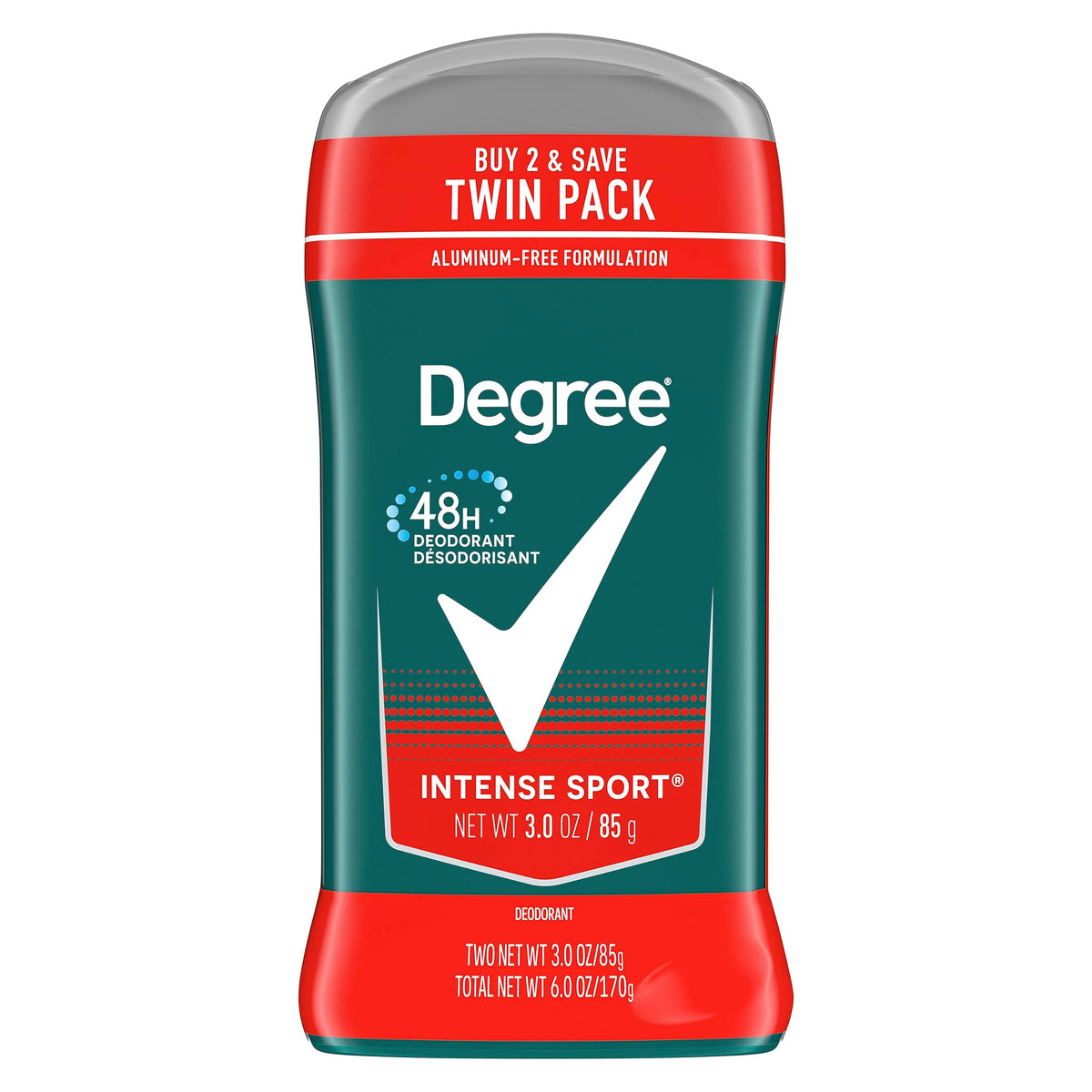 Degree Men Intense Sport deodorant stick two-pack for daily use and lasting freshness.