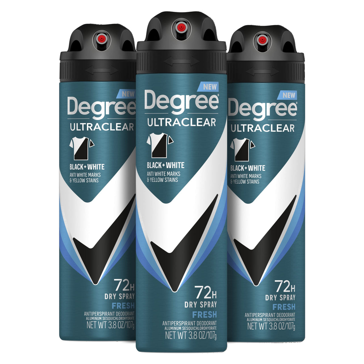 Degree Men UltraClear empaque del desodorante con protección para prendas oscuras.