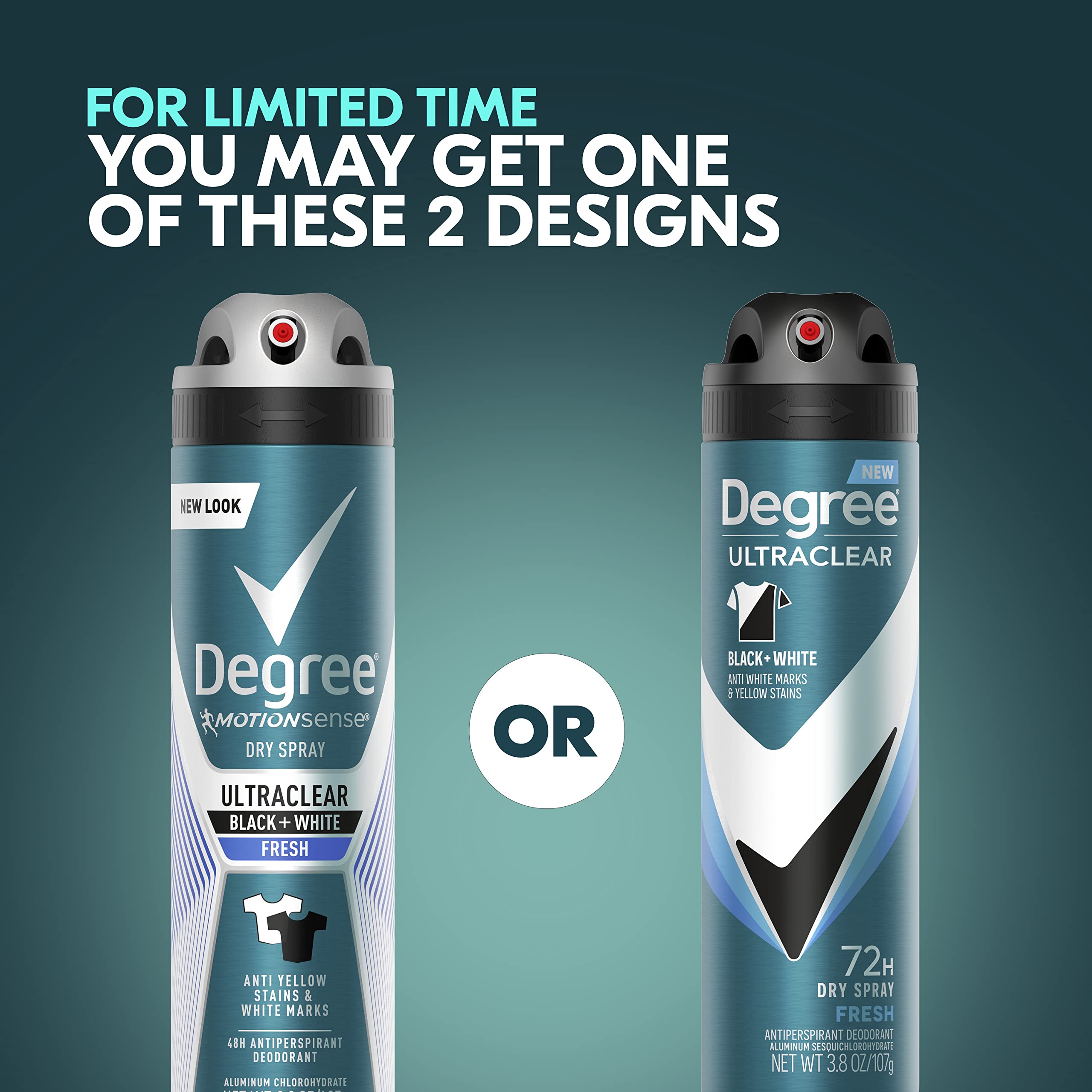 Degree Men UltraClear protección de manchas en ropa negra.