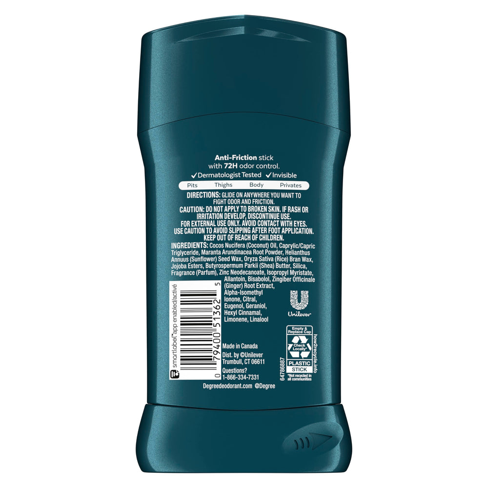Degree Men Whole Body Deodorant application demonstrates smooth, residue-free use.