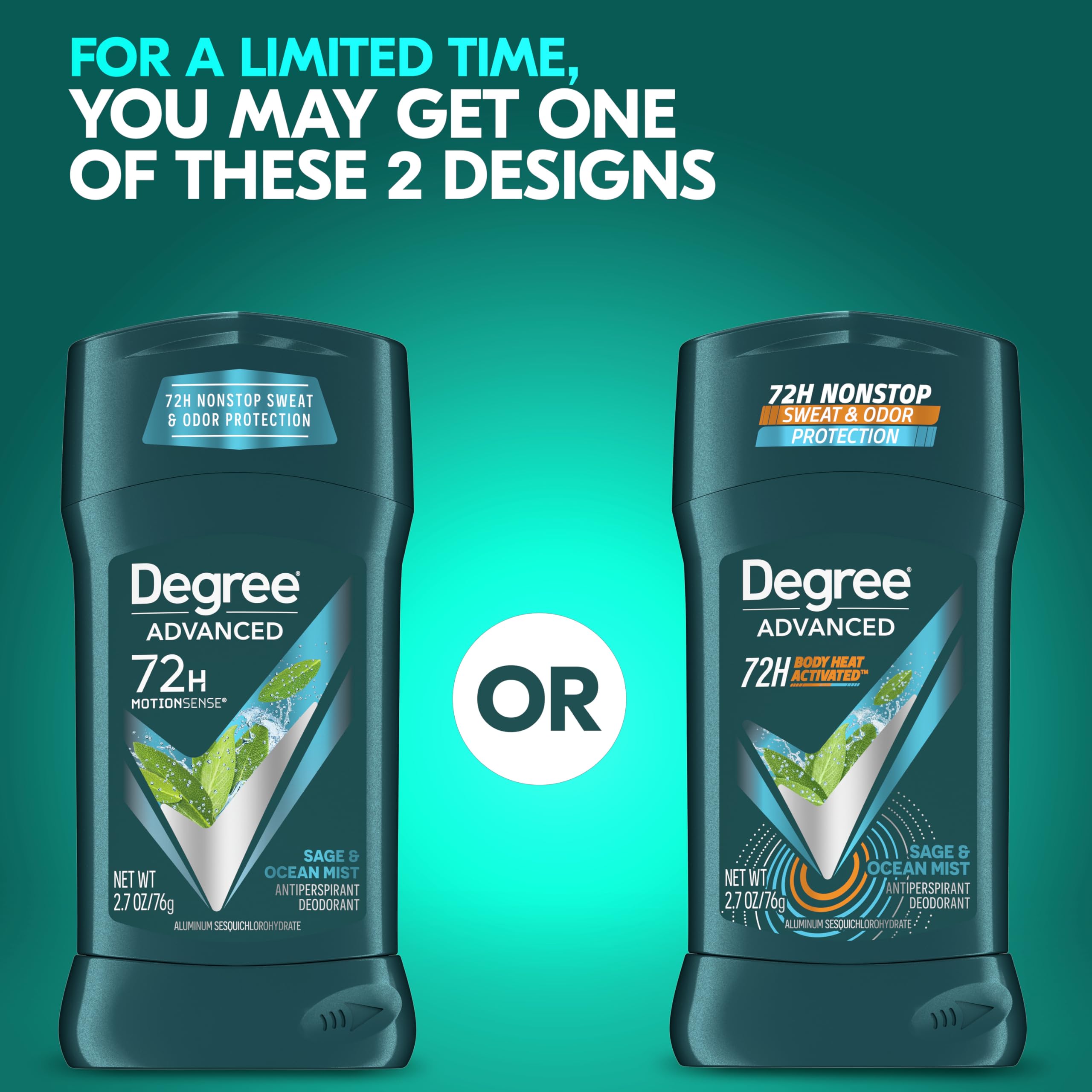 Degree Men Sage & Ocean Mist stick during application demonstrates quick swipe.
