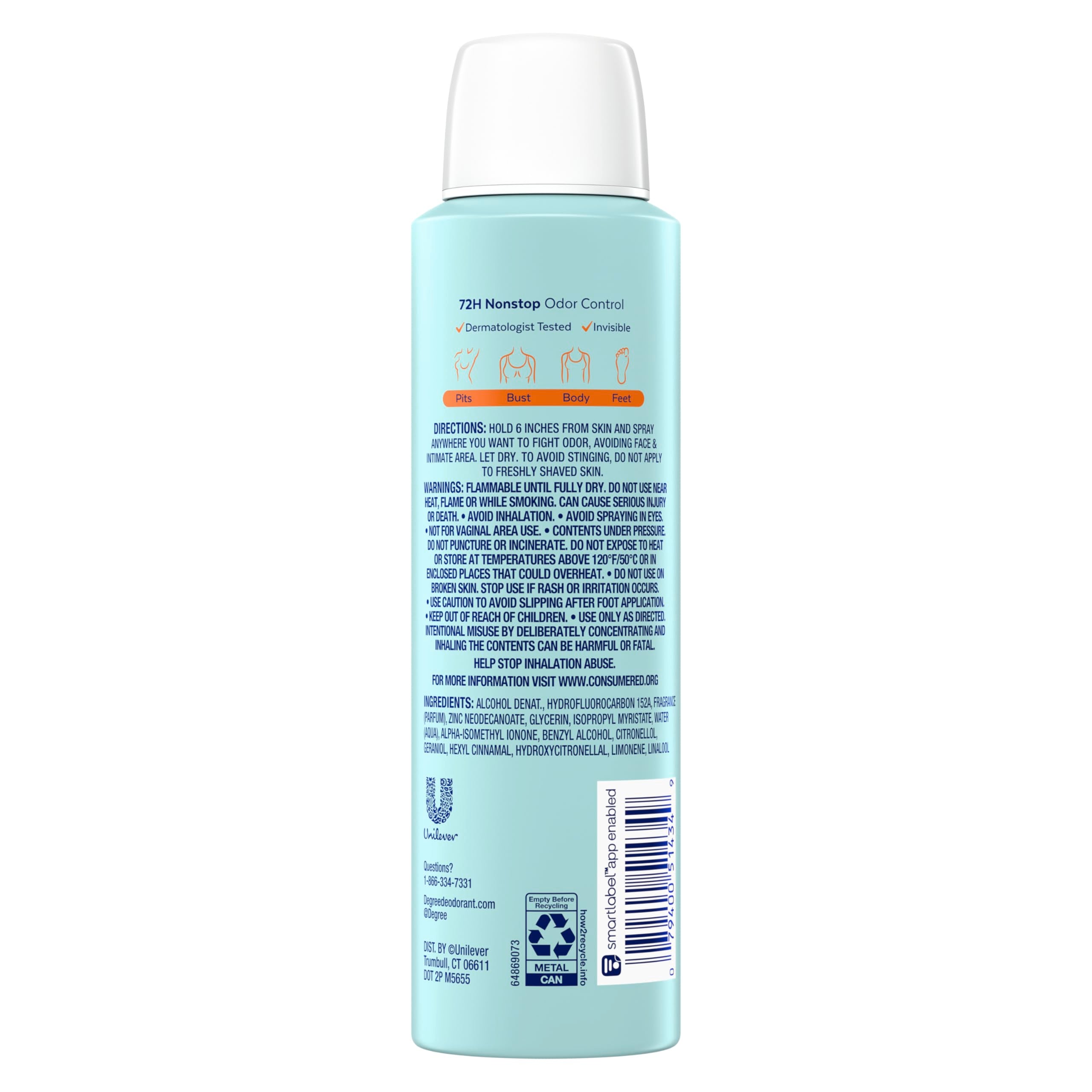 Desodorante Degree con fragancia cítrica: aroma fresco durante todo el día.