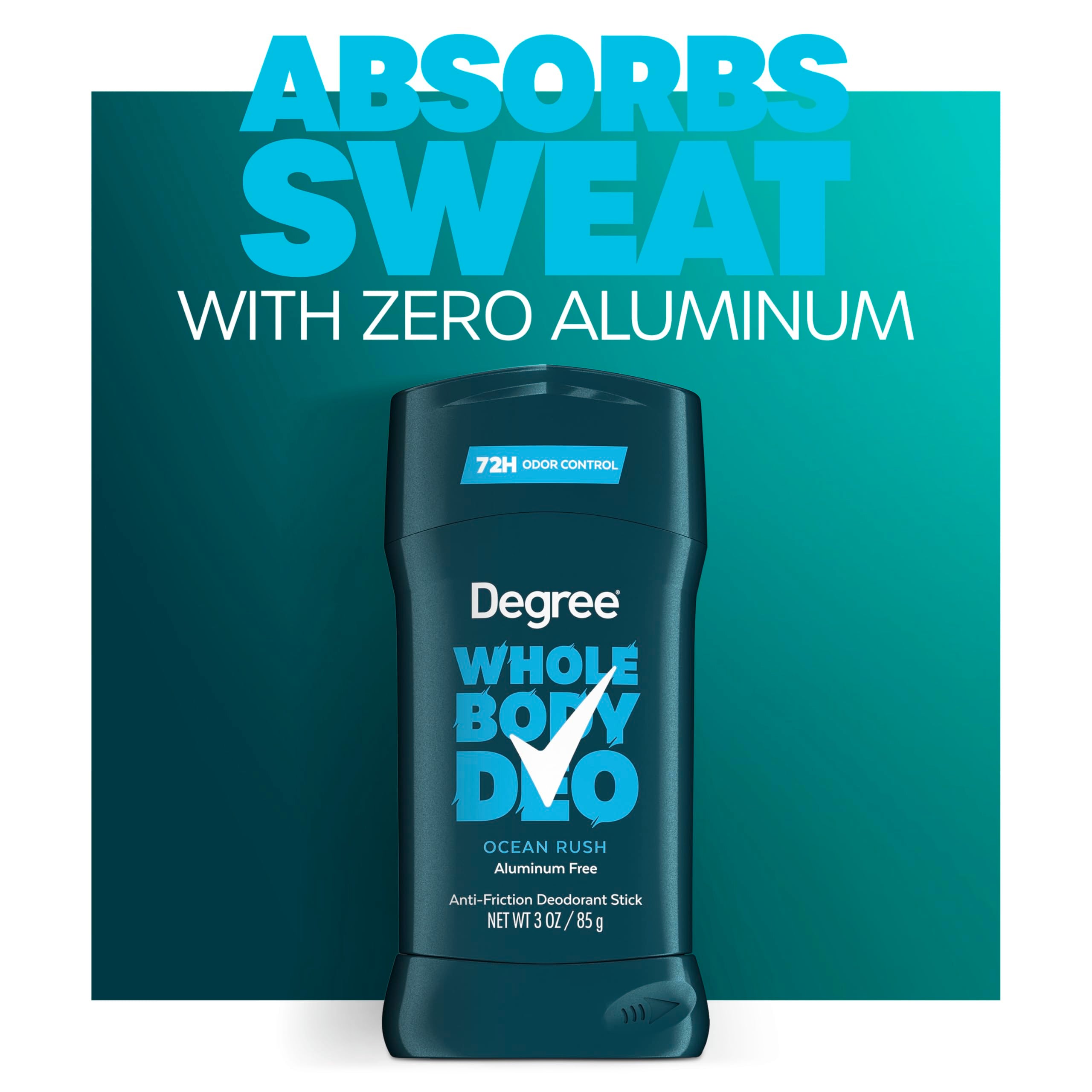 Degree Ocean Rush 72h protection offers all-day freshness for gym or work.
