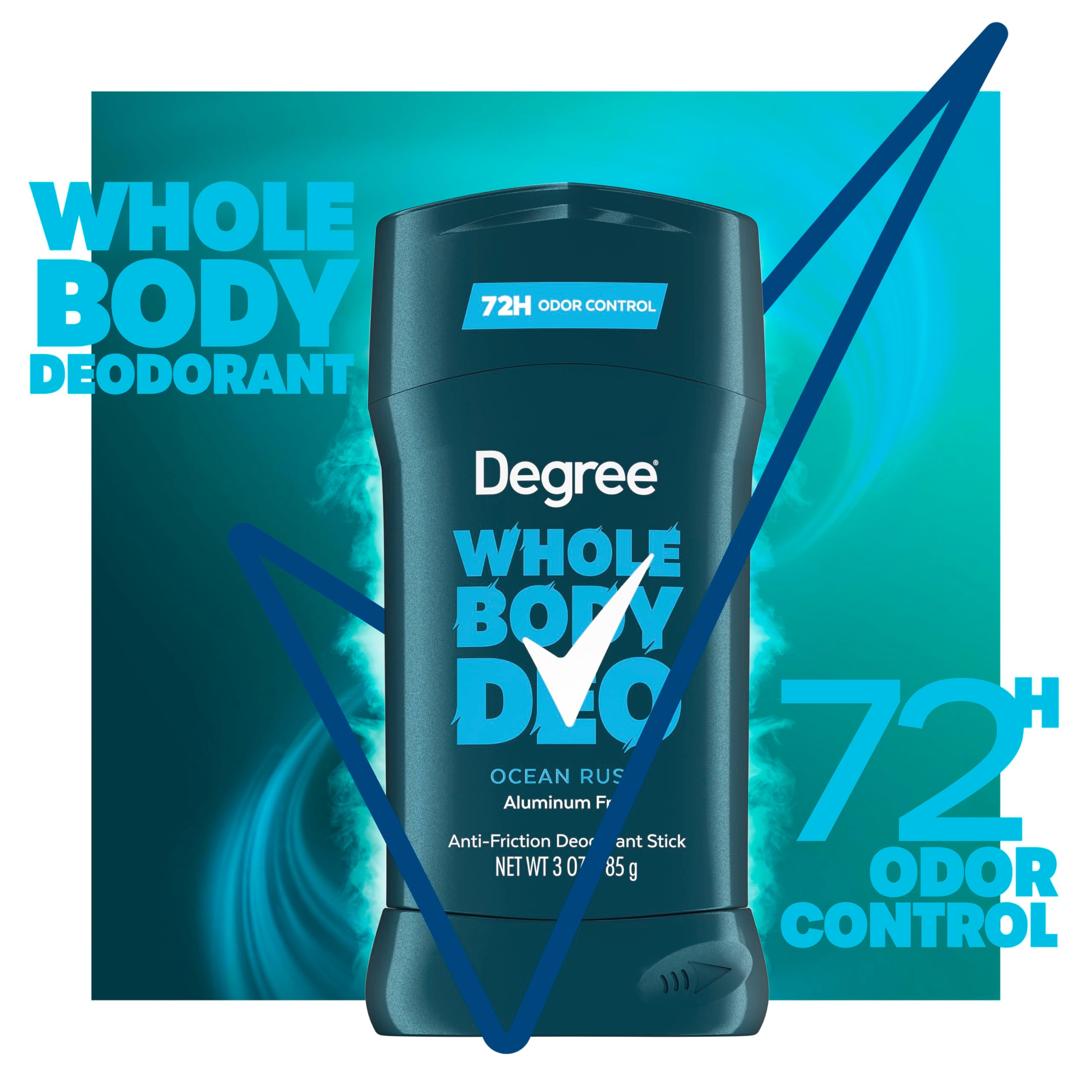 Degree Ocean Rush stick clear glide shows no sticky residue on skin.