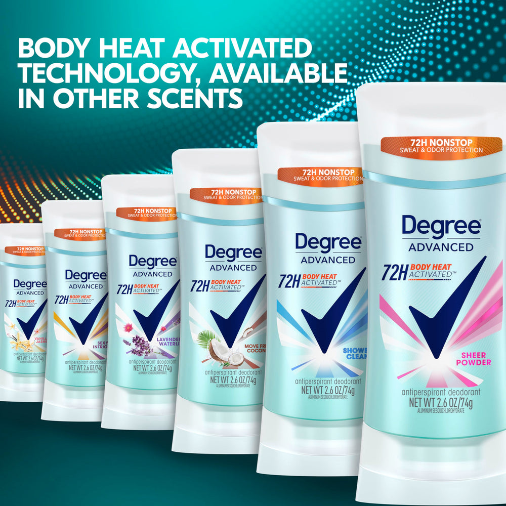Degree Sheer Powder Advanced Protection dry spray application close-up.