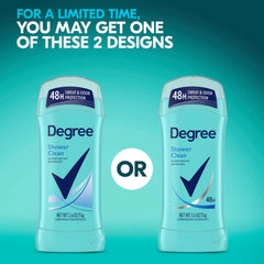 Degree Shower Clean 48-hour protection label emphasizing extended odor control
