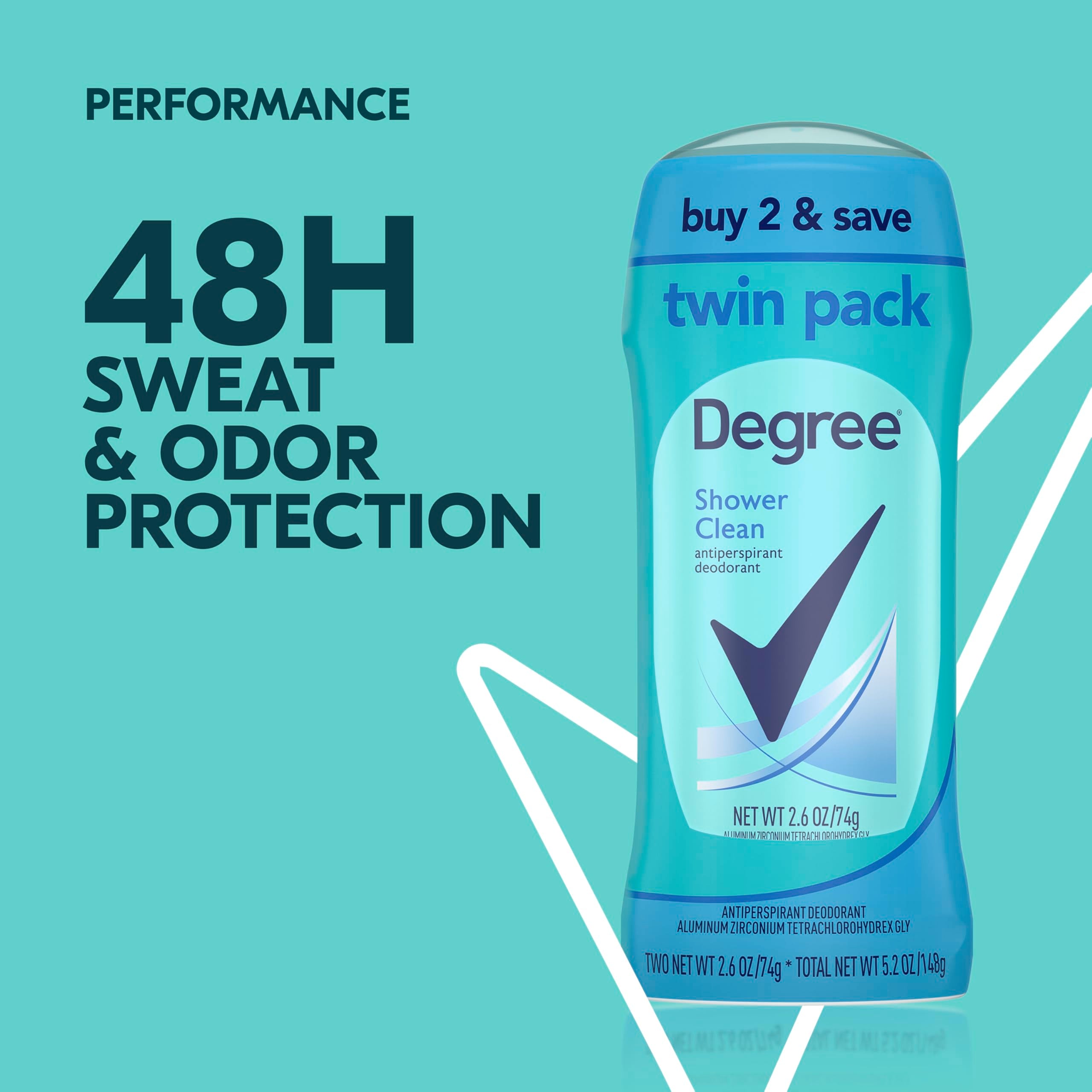Degree Shower Clean scent notes of rose and jasmine for a fresh feel