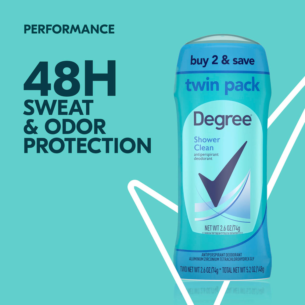 Degree Shower Clean scent notes of rose and jasmine for a fresh feel