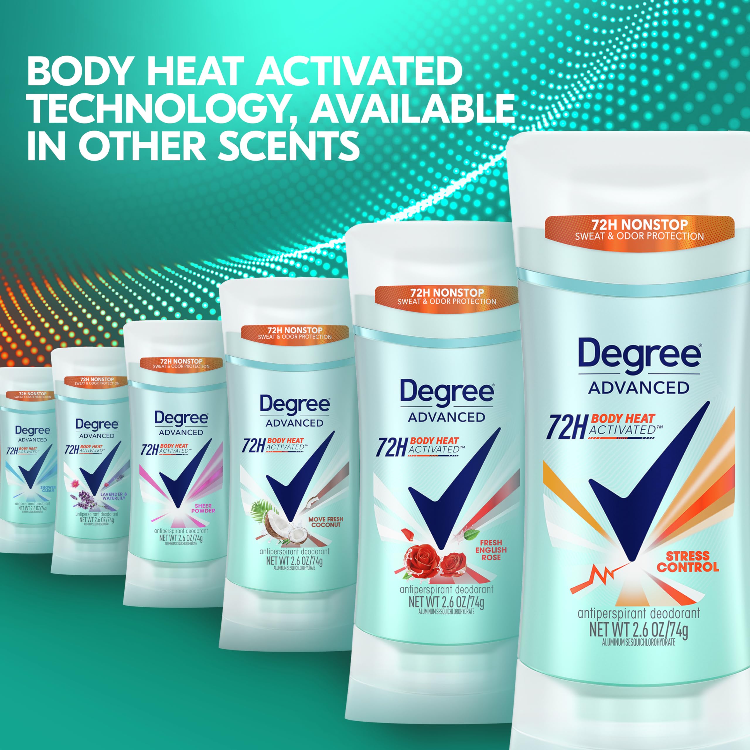 Degree Stress Control product on mirror conveys daily confidence and fresh feel.