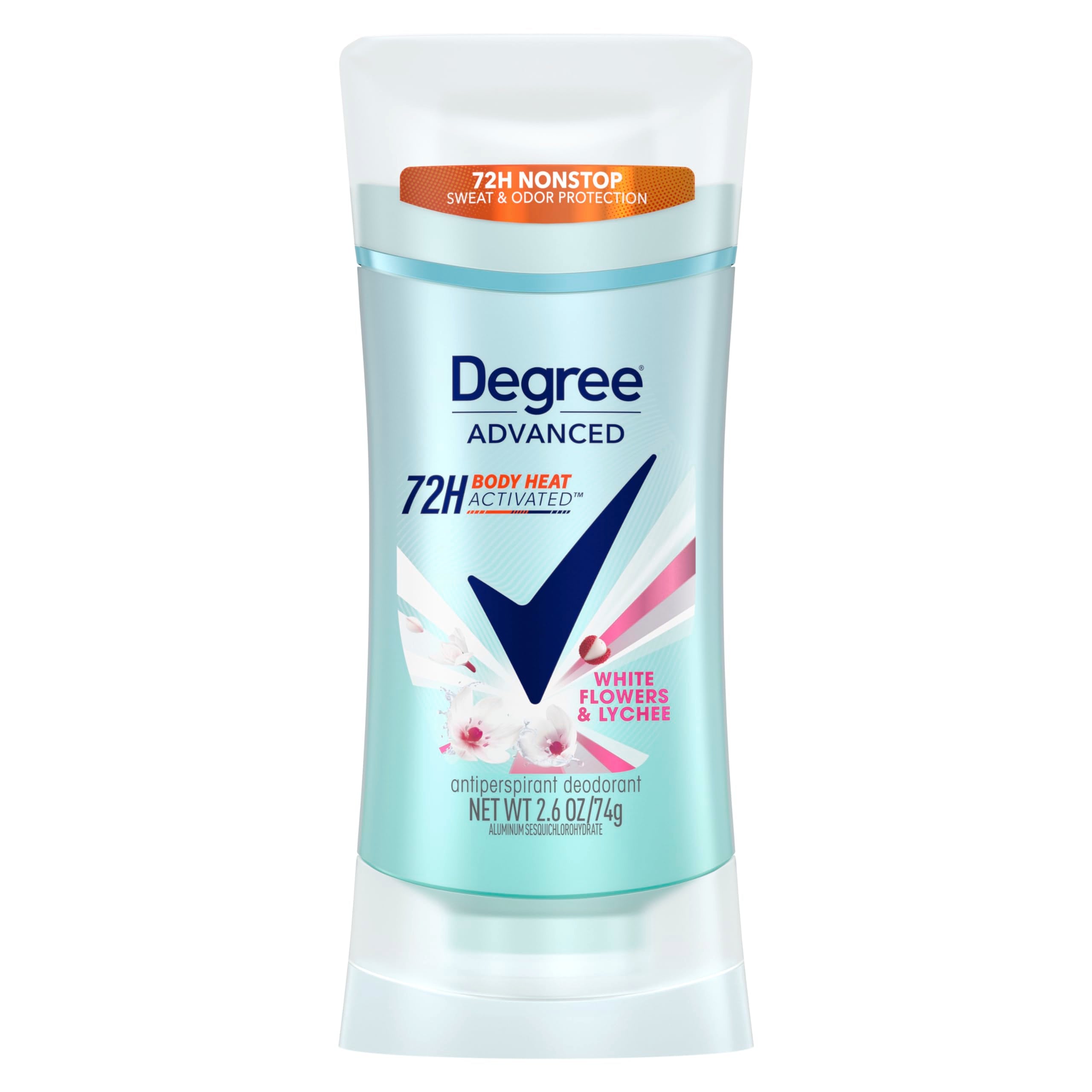 Degree White Flowers Lychee bottle showing fresh daily scent and protection
