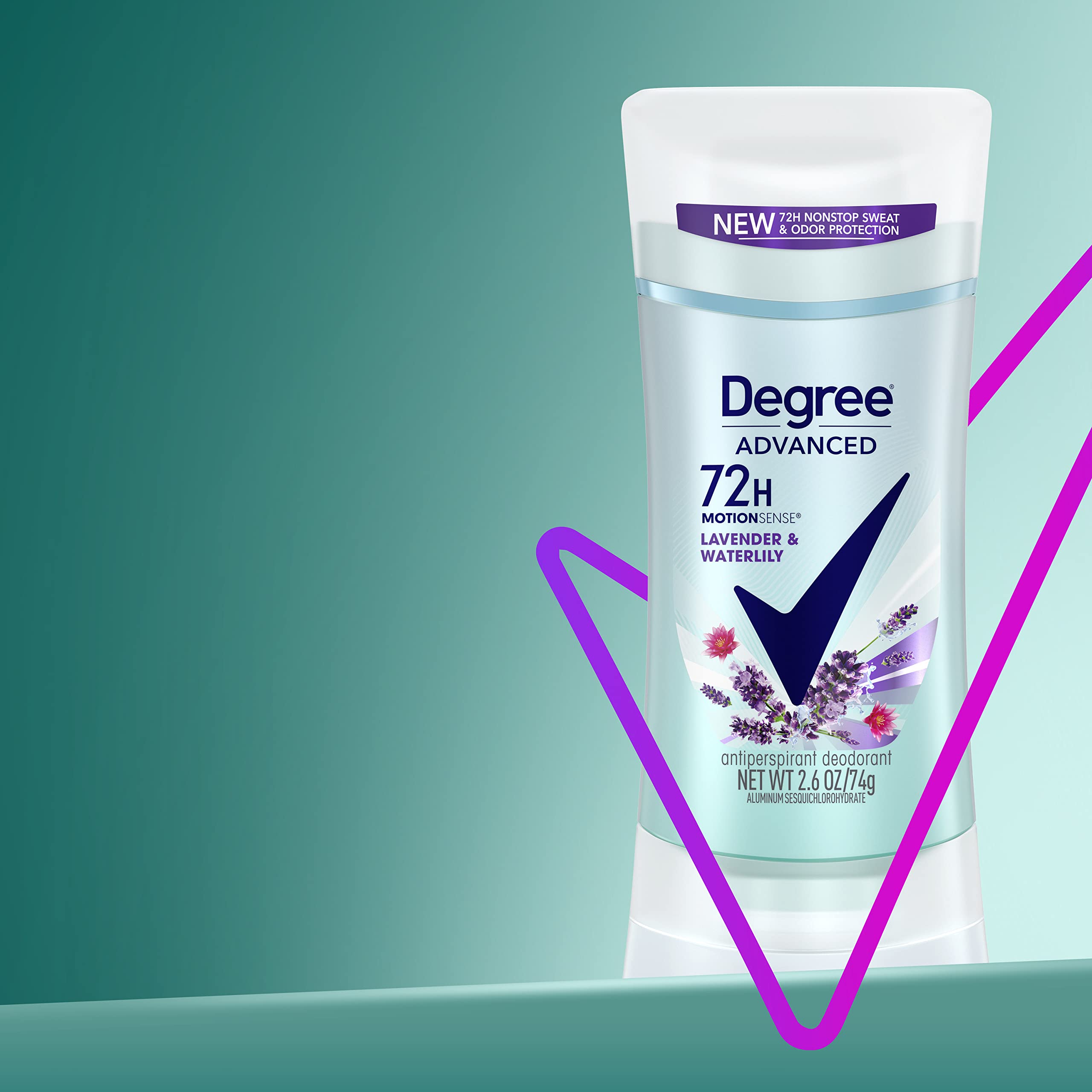 Degree logo featured on women's antiperspirant for daily use.