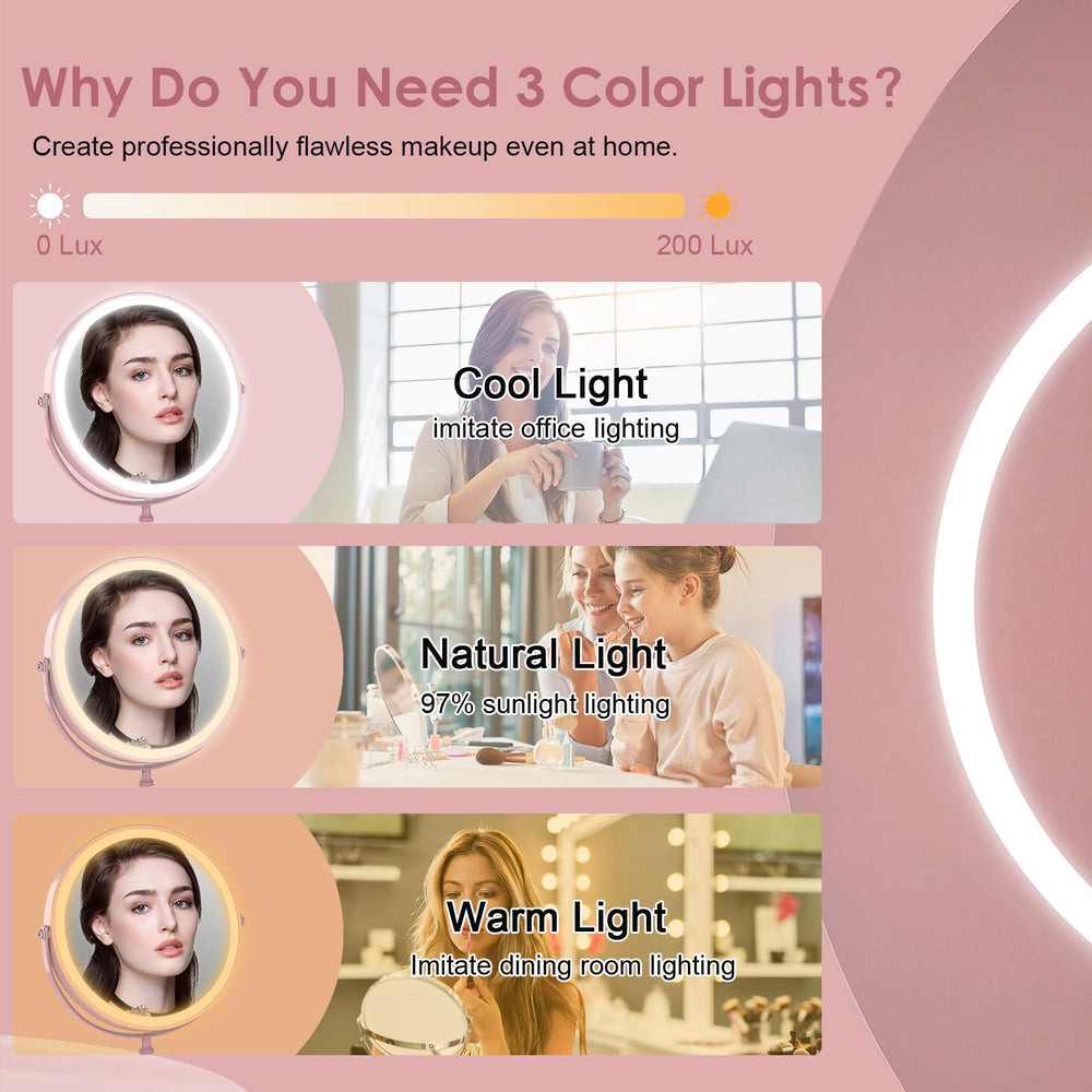 DEIOVWXS lighted makeup mirror with 10x magnification for precise detail work