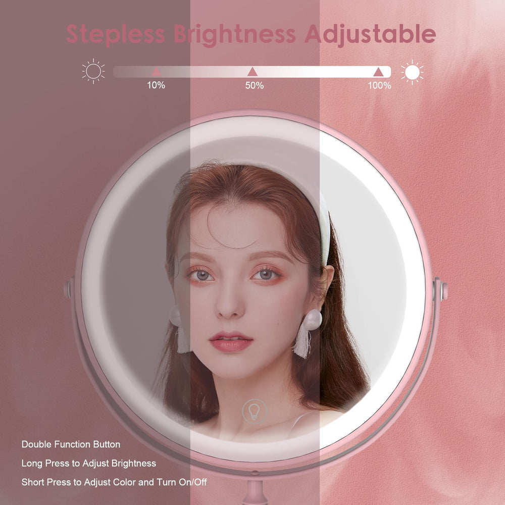 DEIOVWXS lighted makeup mirror offers 1x magnification for full-face viewing