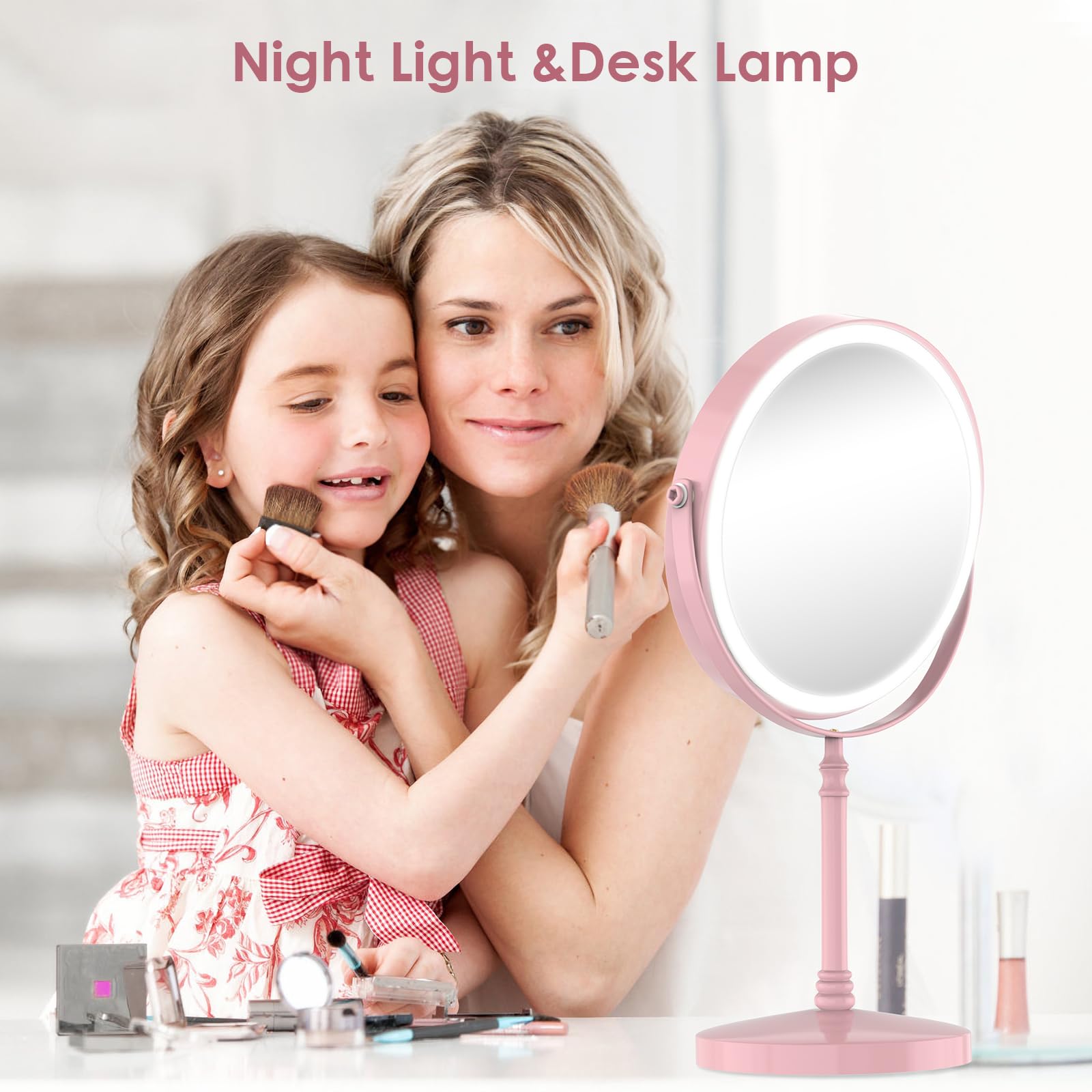 DEIOVWXS mirror doubles as desk lamp and night light