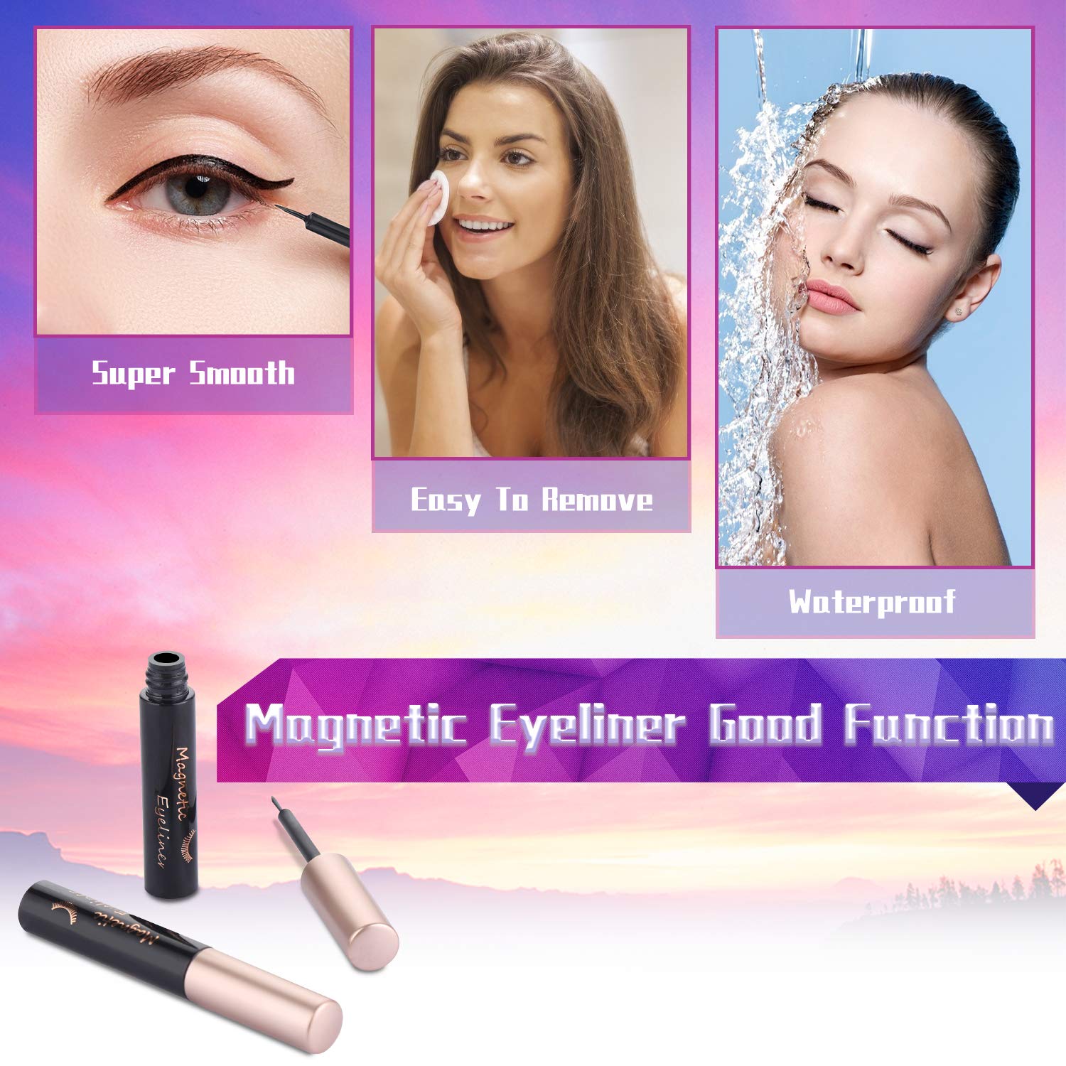 DEJAVIA magnetic lashes on eye demonstrating natural 3D appearance