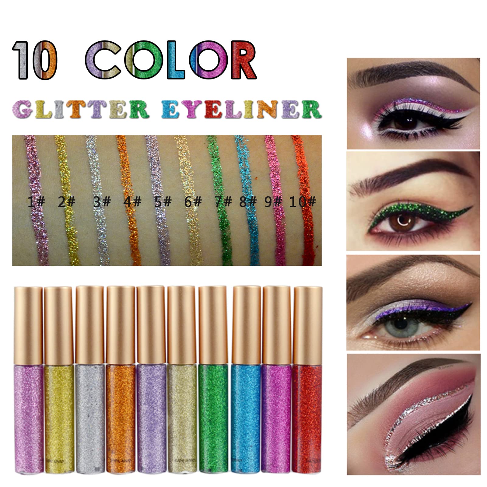 DekRion Glitter-Eyeliner Plata: brillo intenso resistente al agua para looks nocturnos